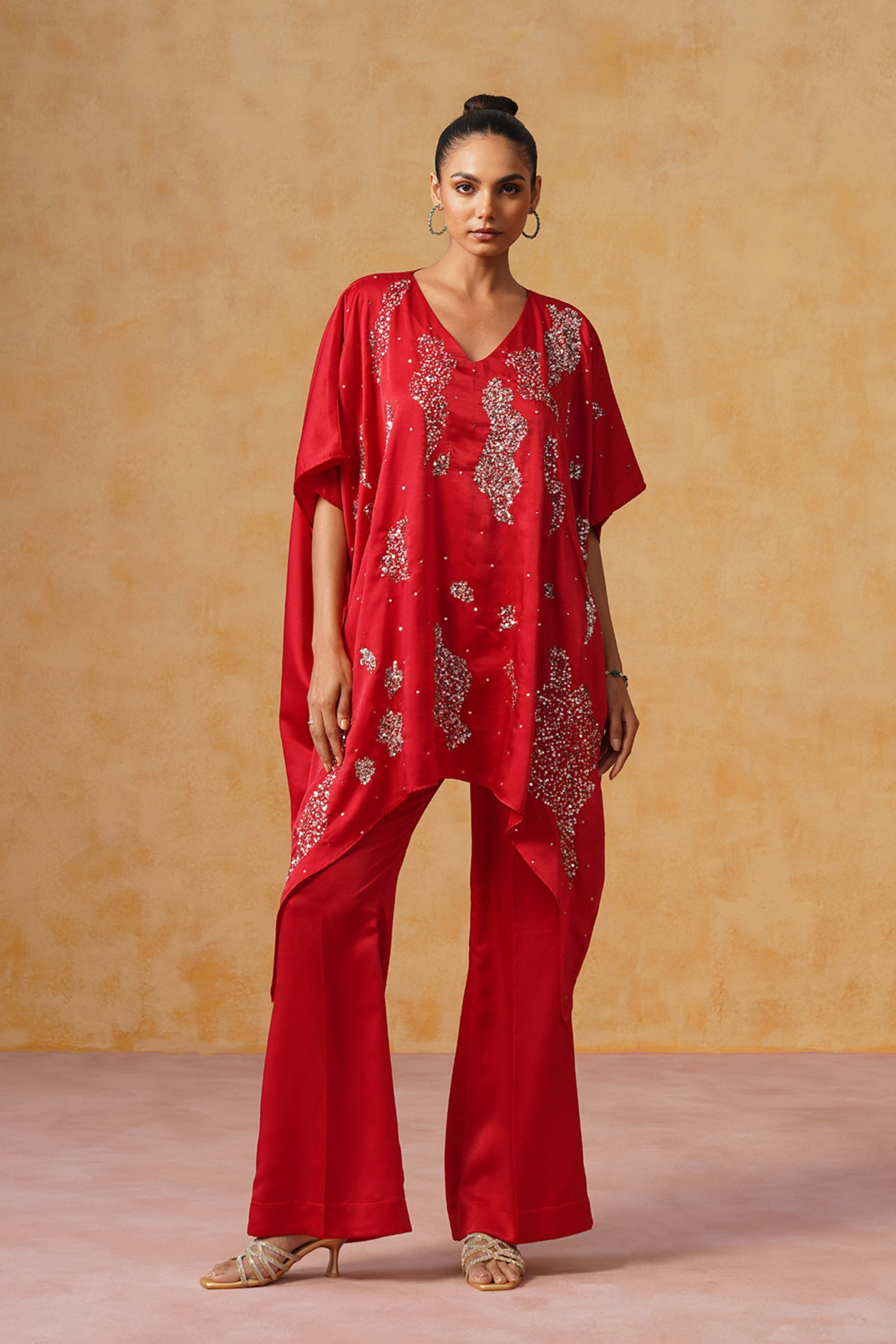 Tara Red Kaftan Co-ord Set