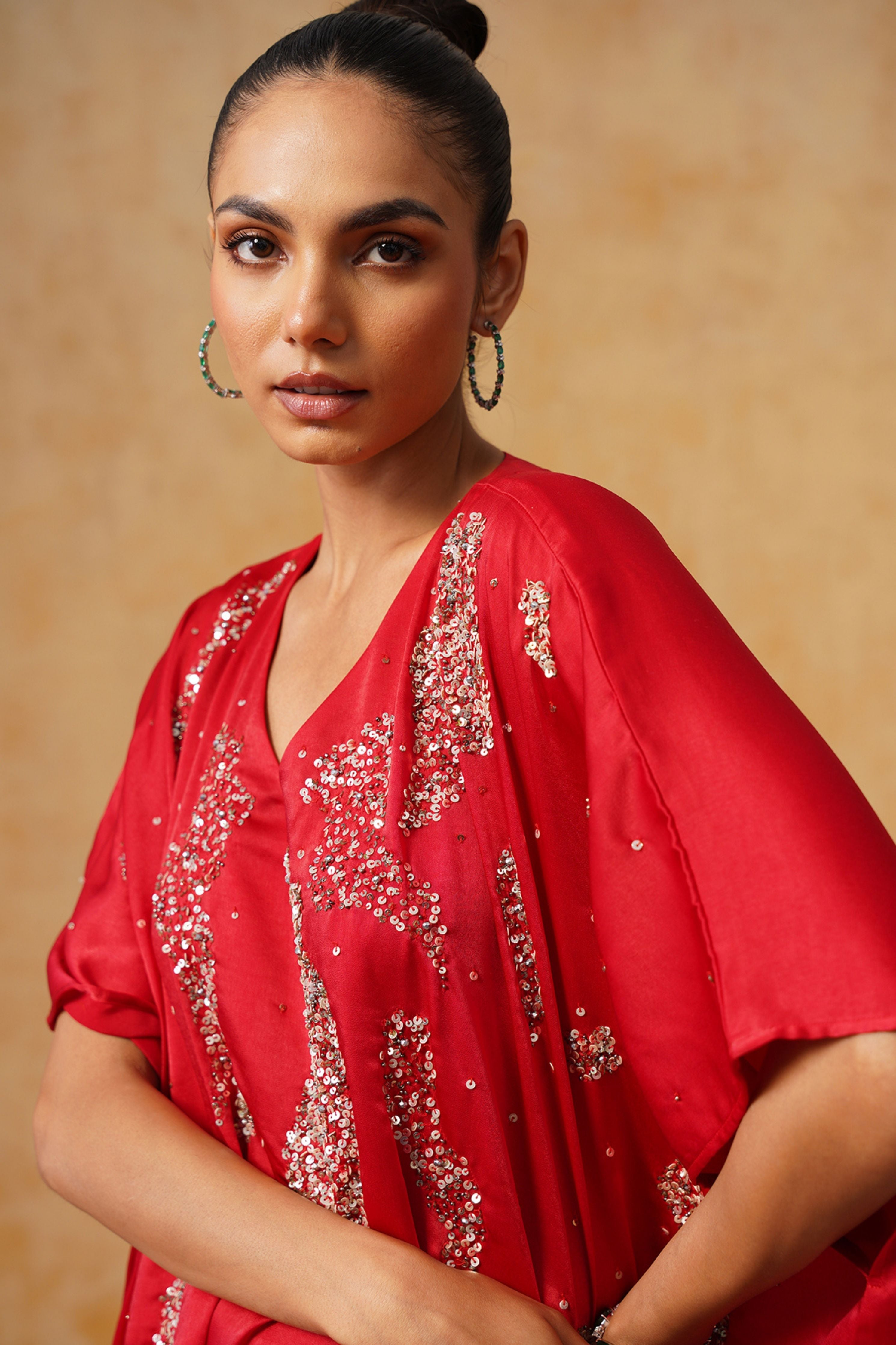 Tara Red Kaftan Co-ord Set