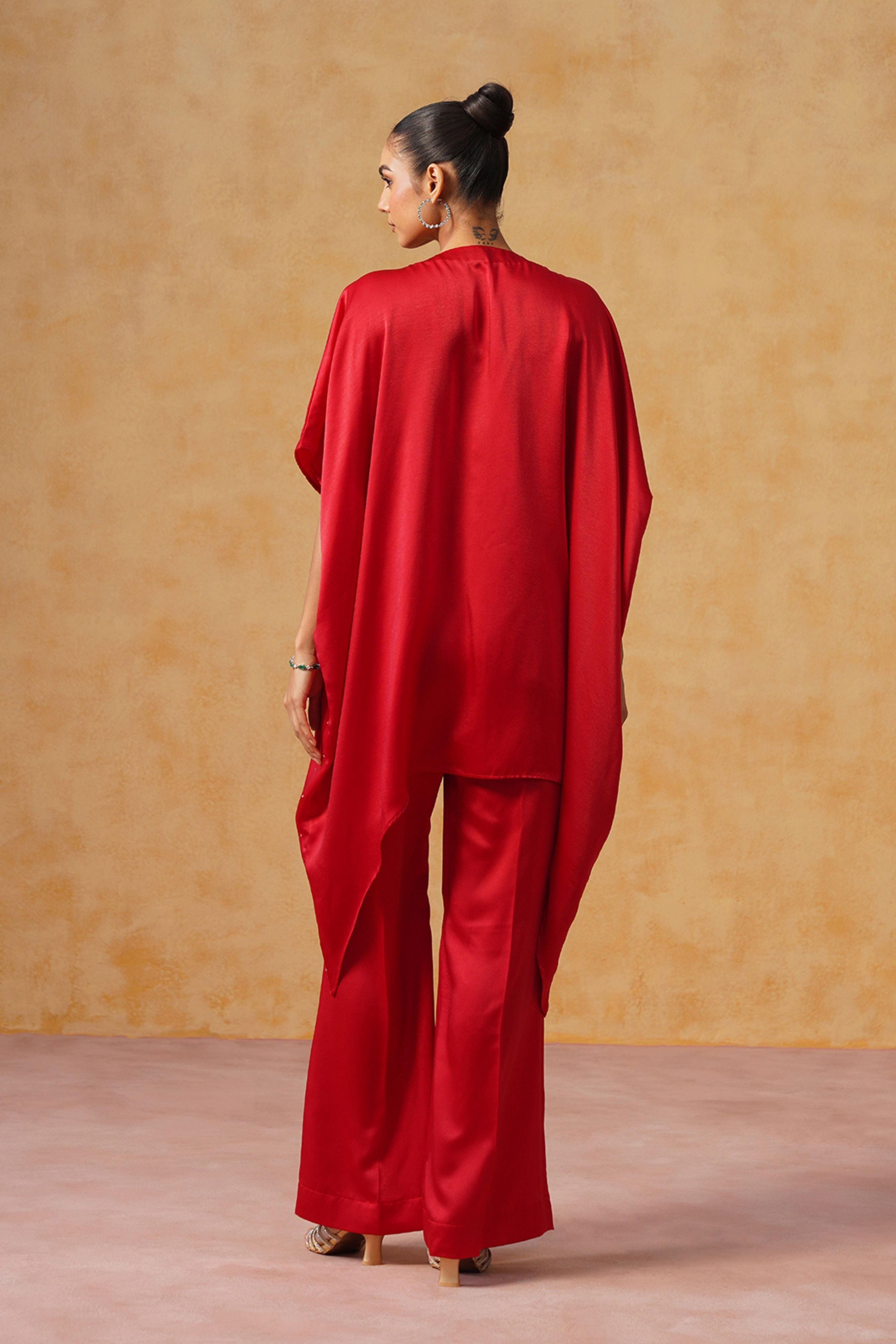 Tara Red Kaftan Co-ord Set