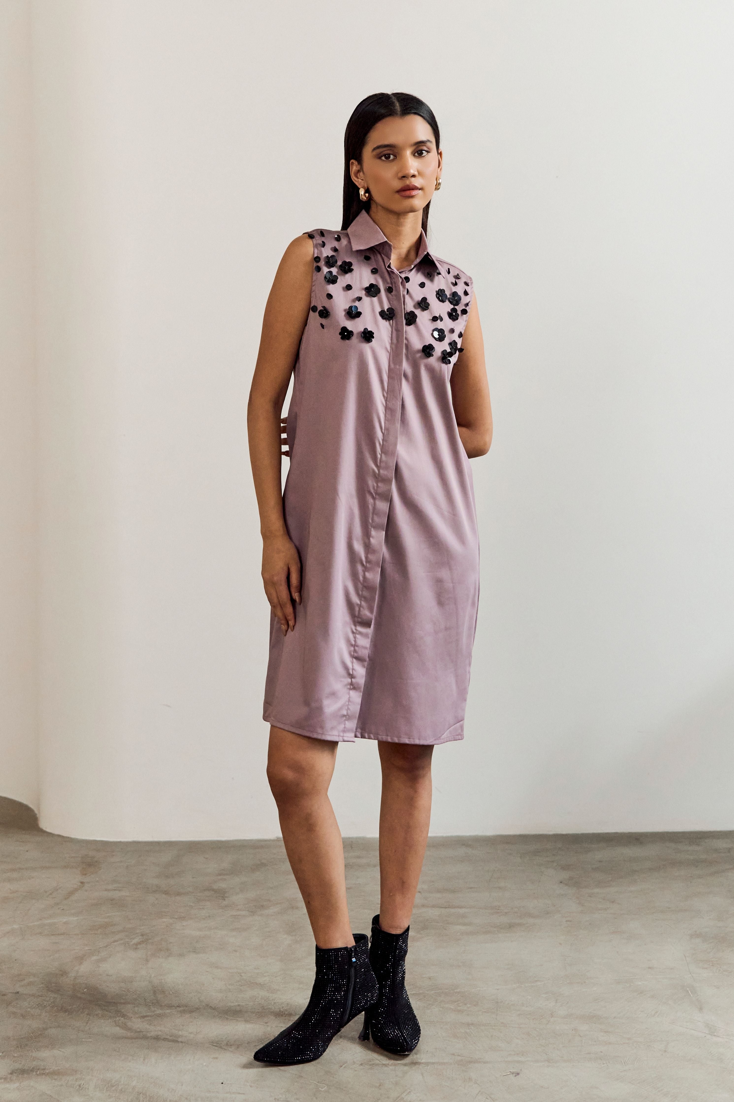 Grey Flower Scatter Dress