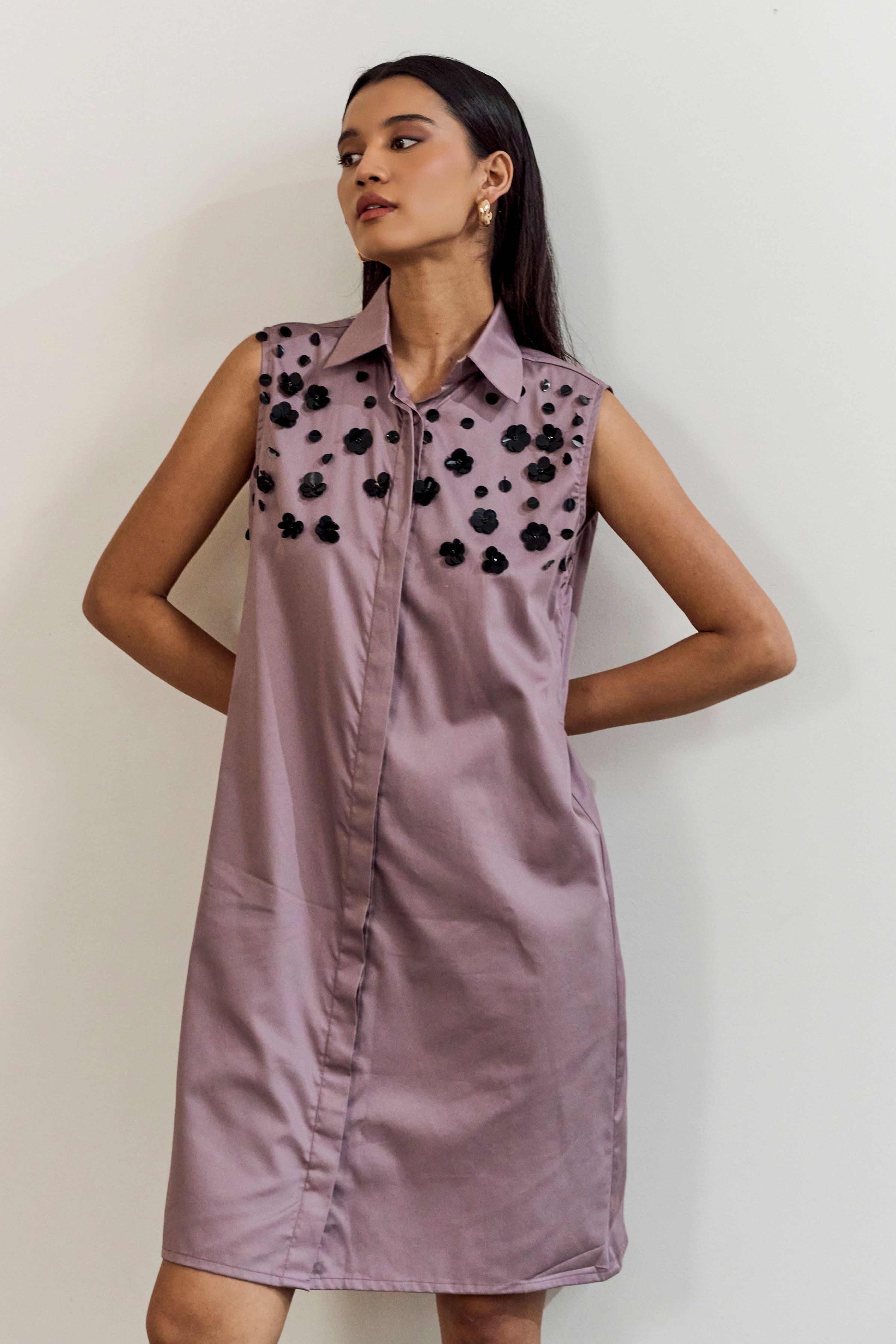 Grey Flower Scatter Dress