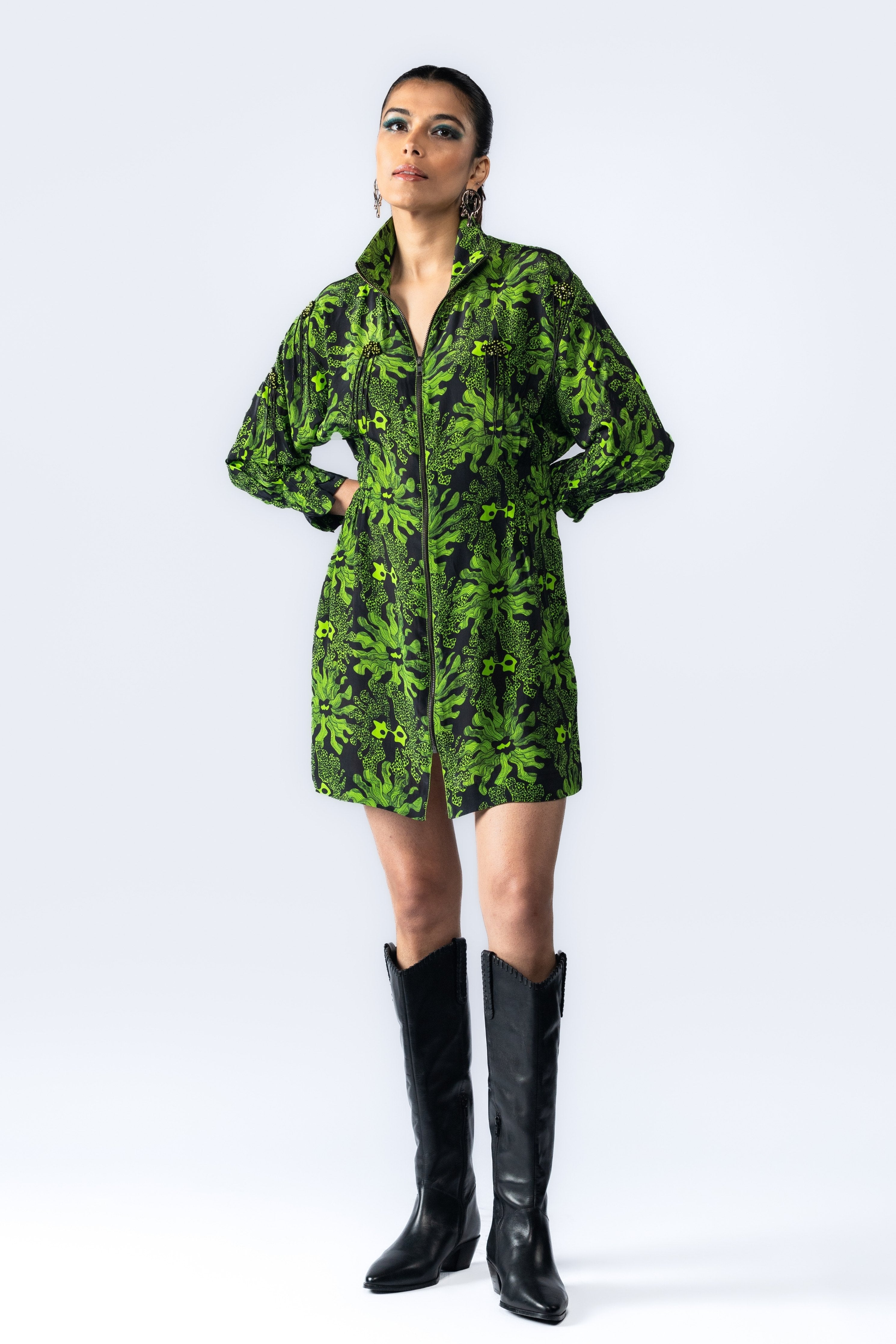 Green Embroidered Dress