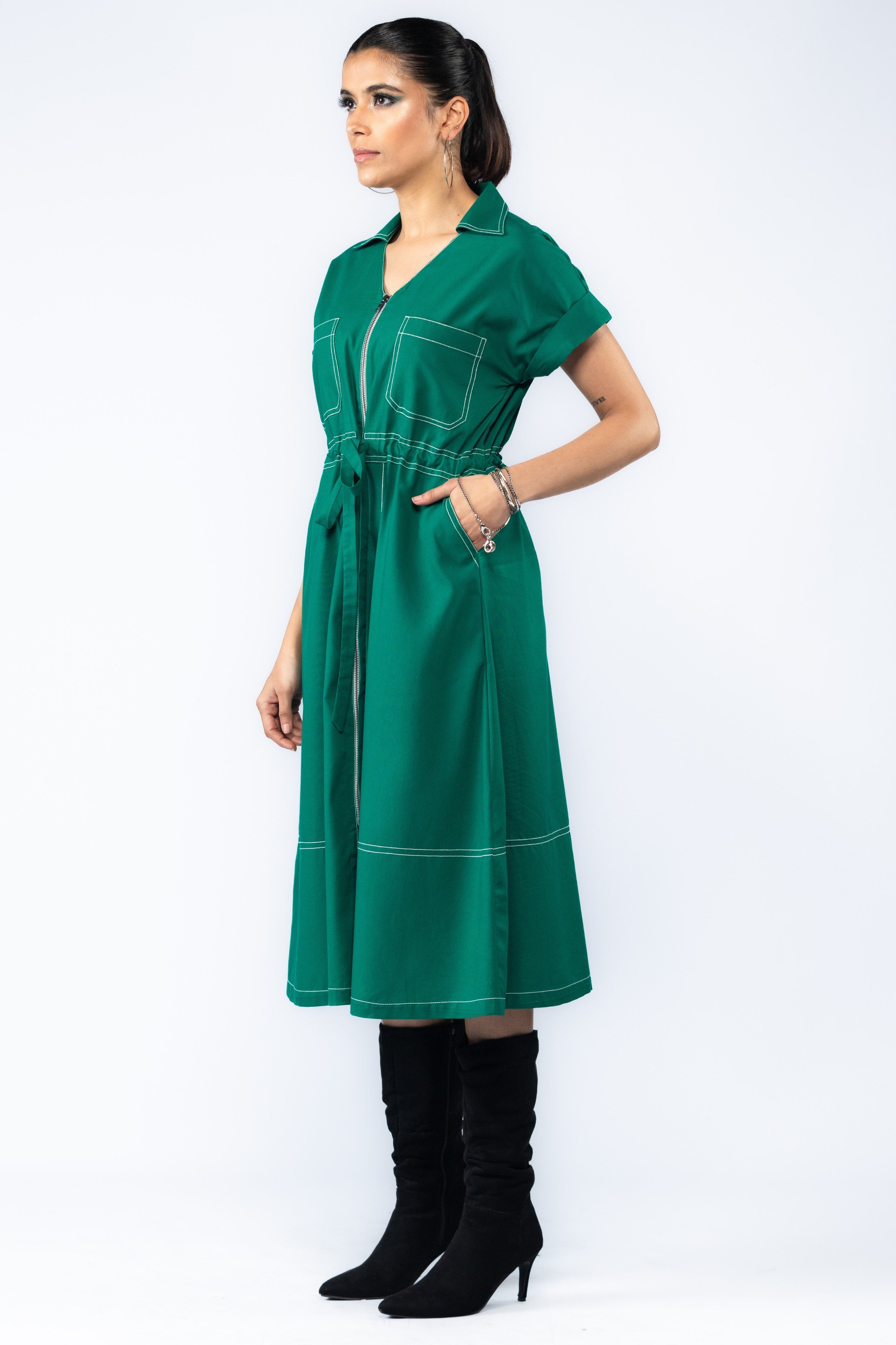 Green Zipper Dress
