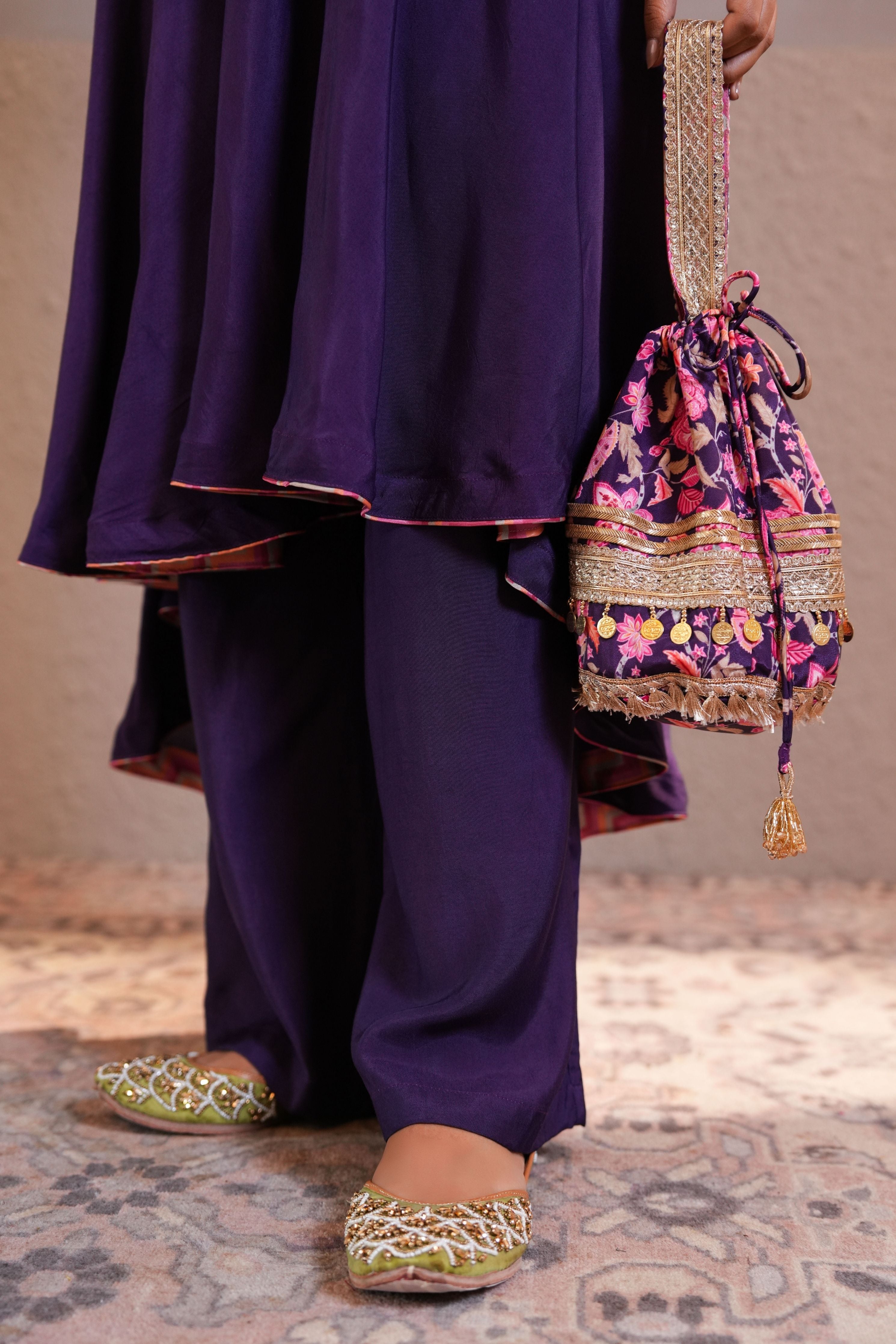 Banafshi Chintz Anarkali Set With Dupatta