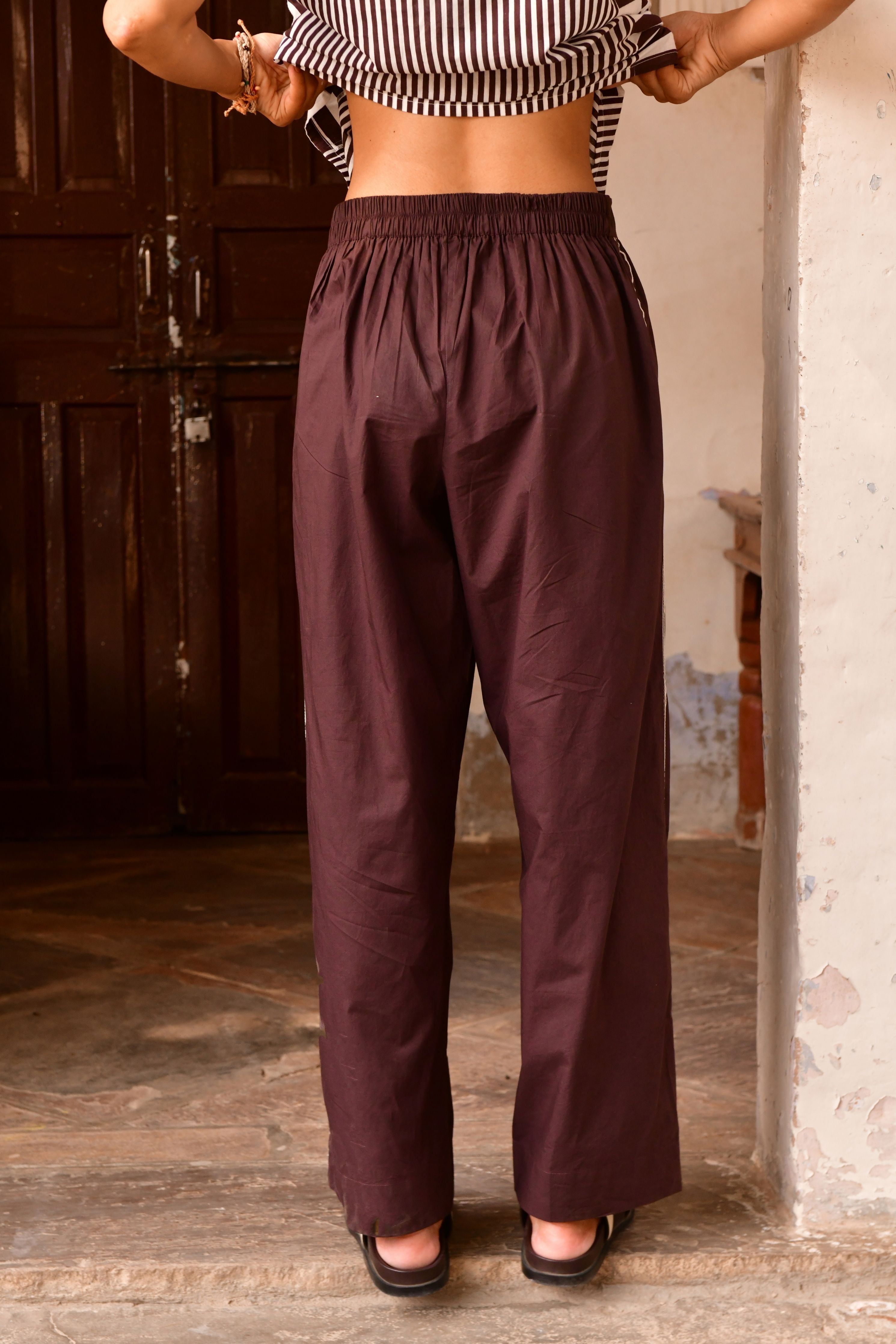 Glide Brown Embroidery Pants