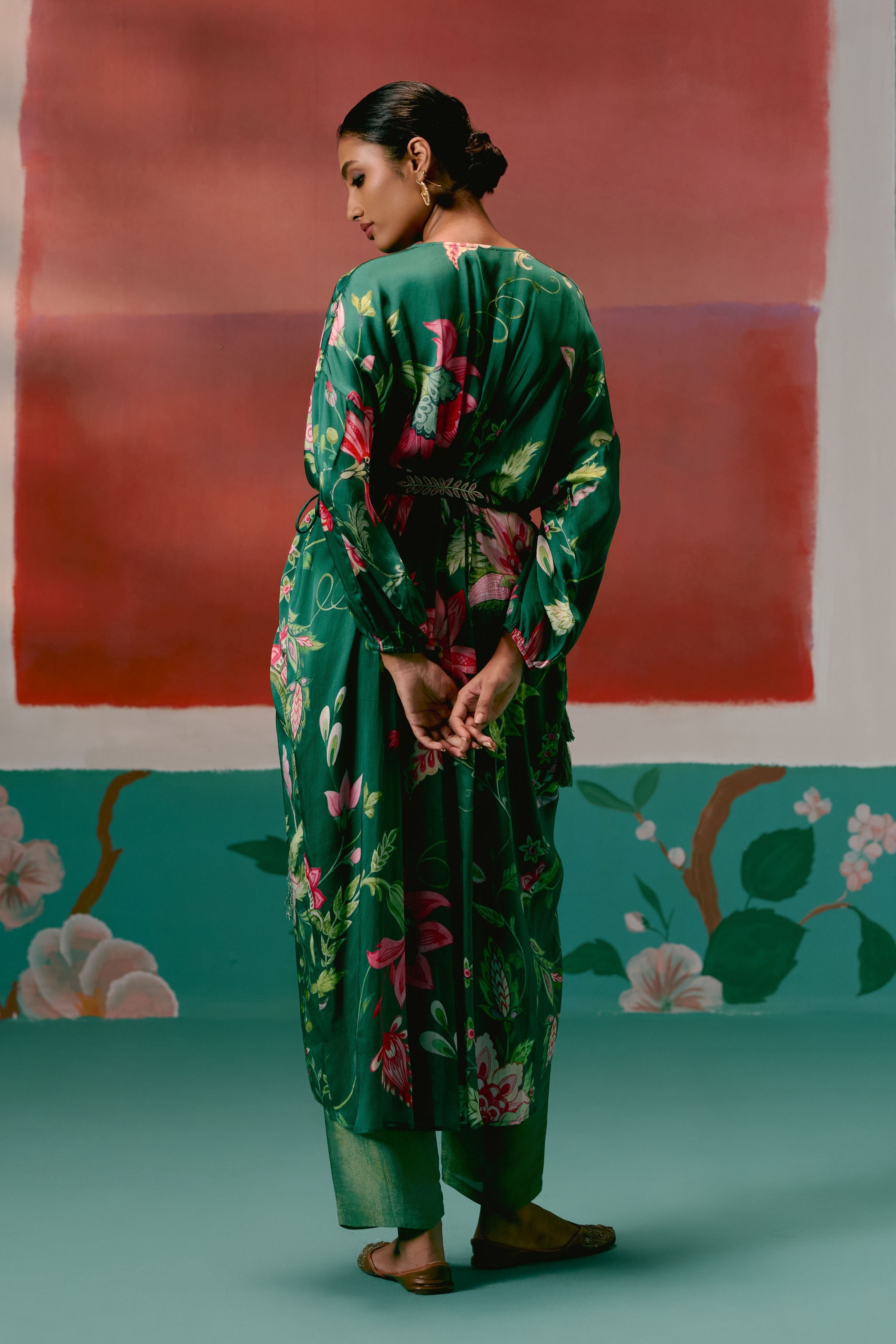 Green Chintz Kaftan Set