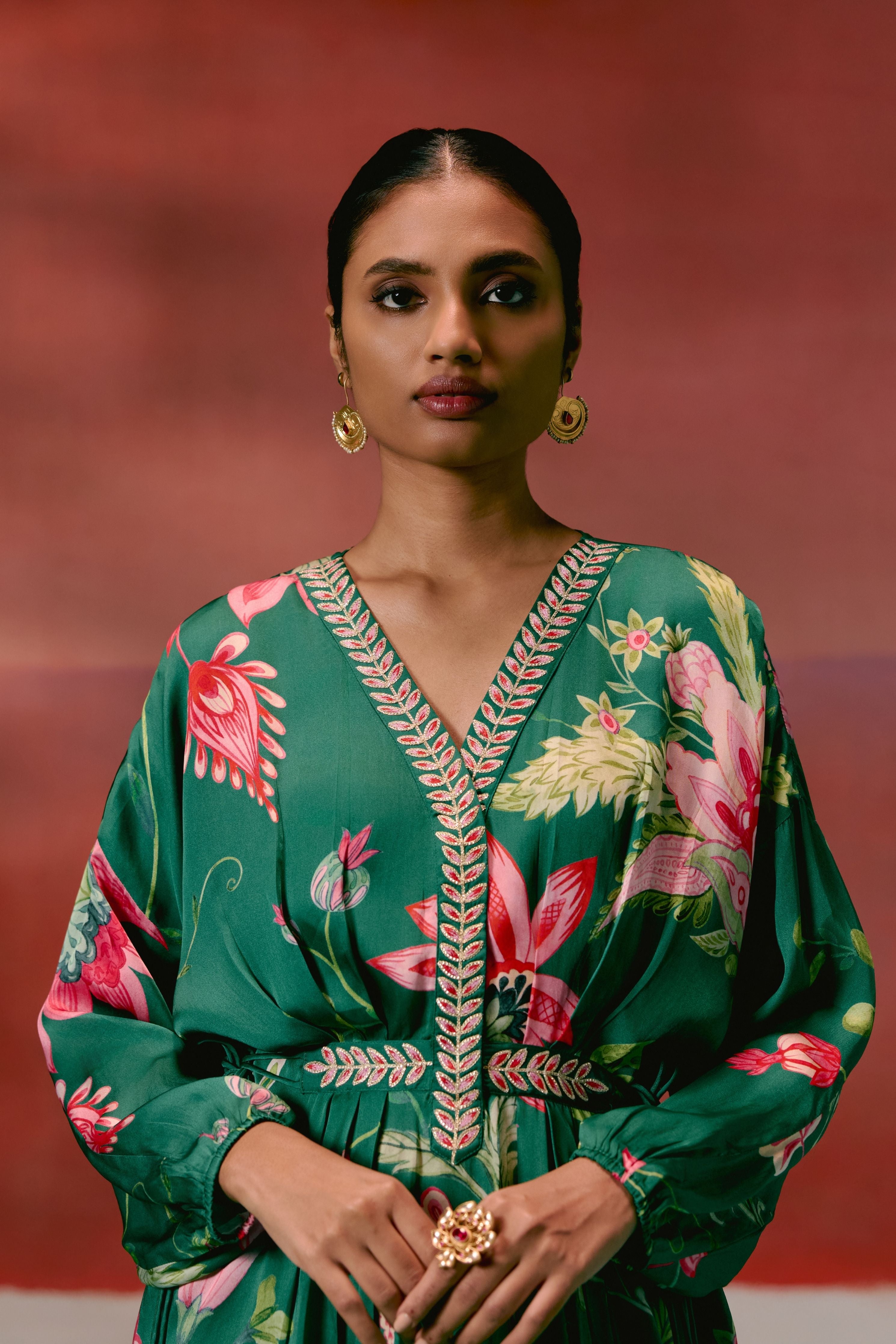 Green Chintz Kaftan Set