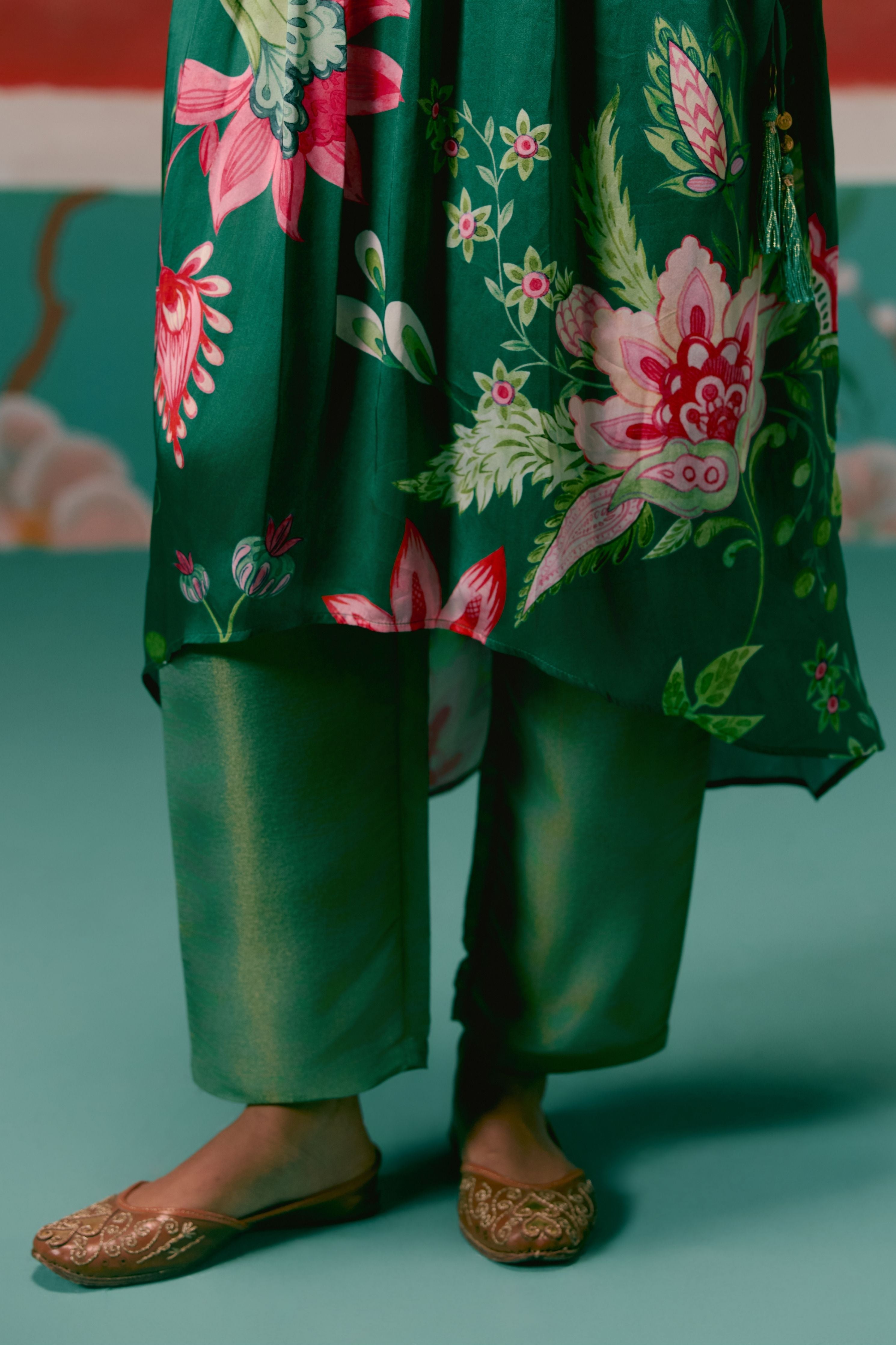Green Chintz Kaftan Set