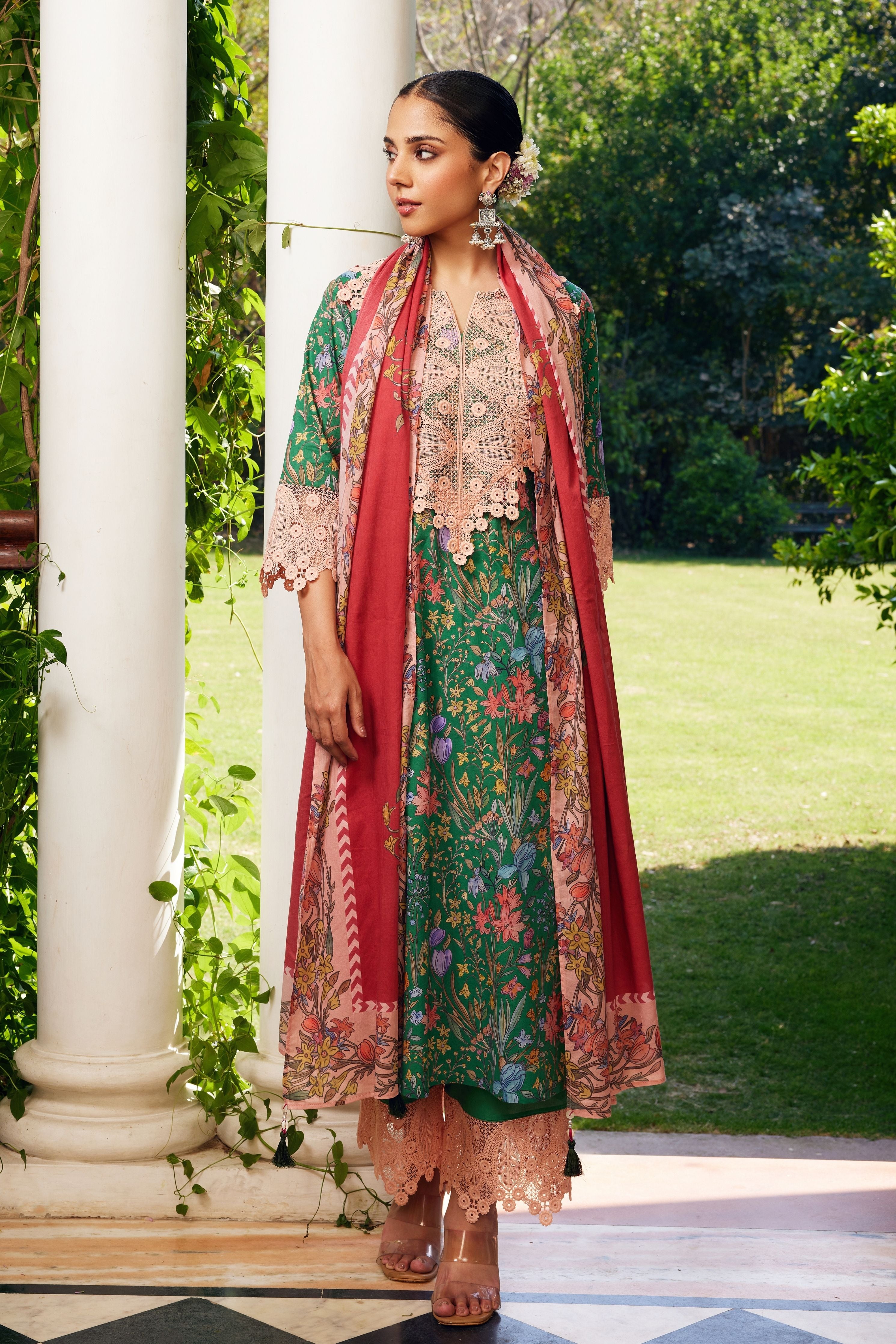 Green Gulzaar Printed Kurta Set