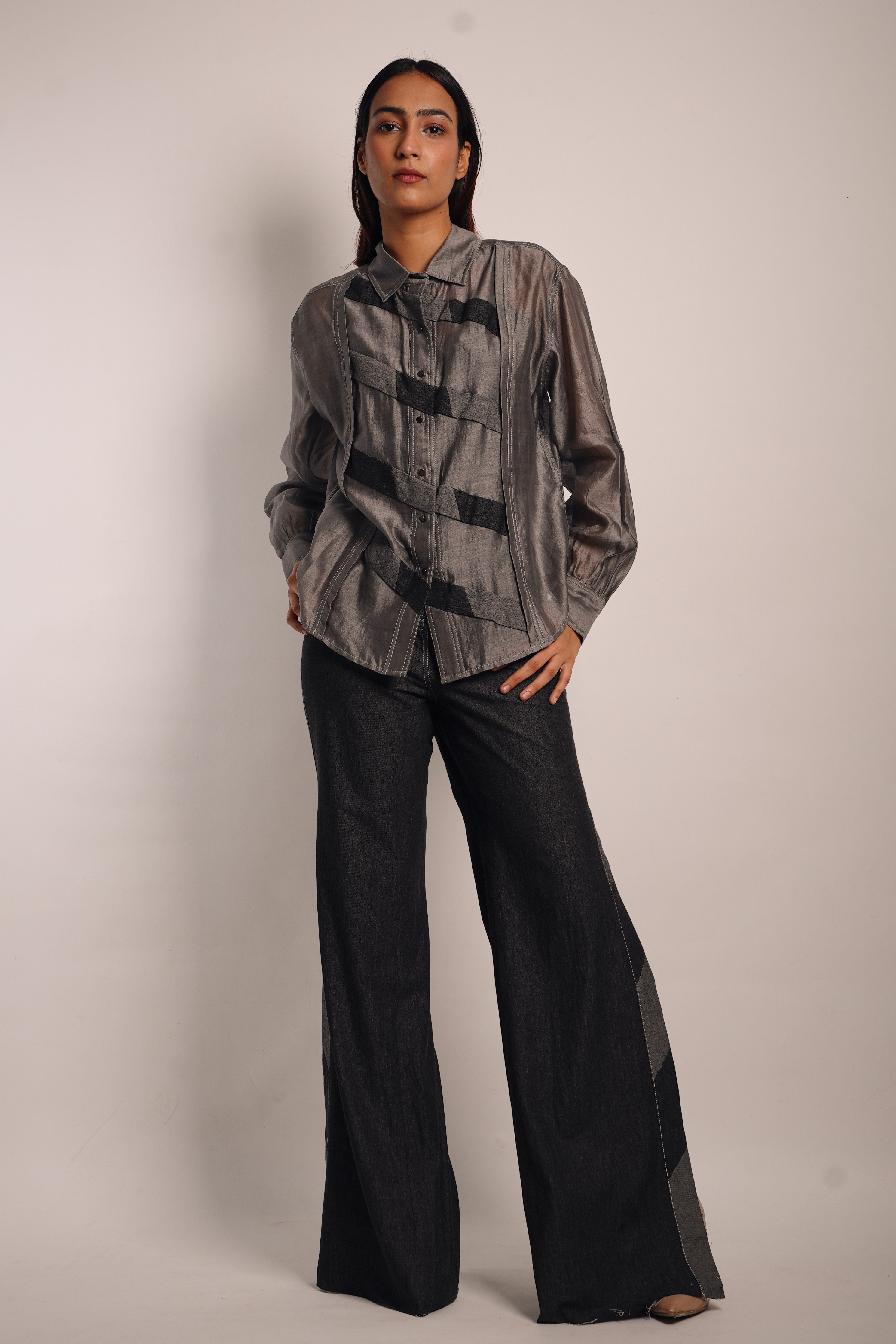 Grey Denim Applique Co-Ord Set