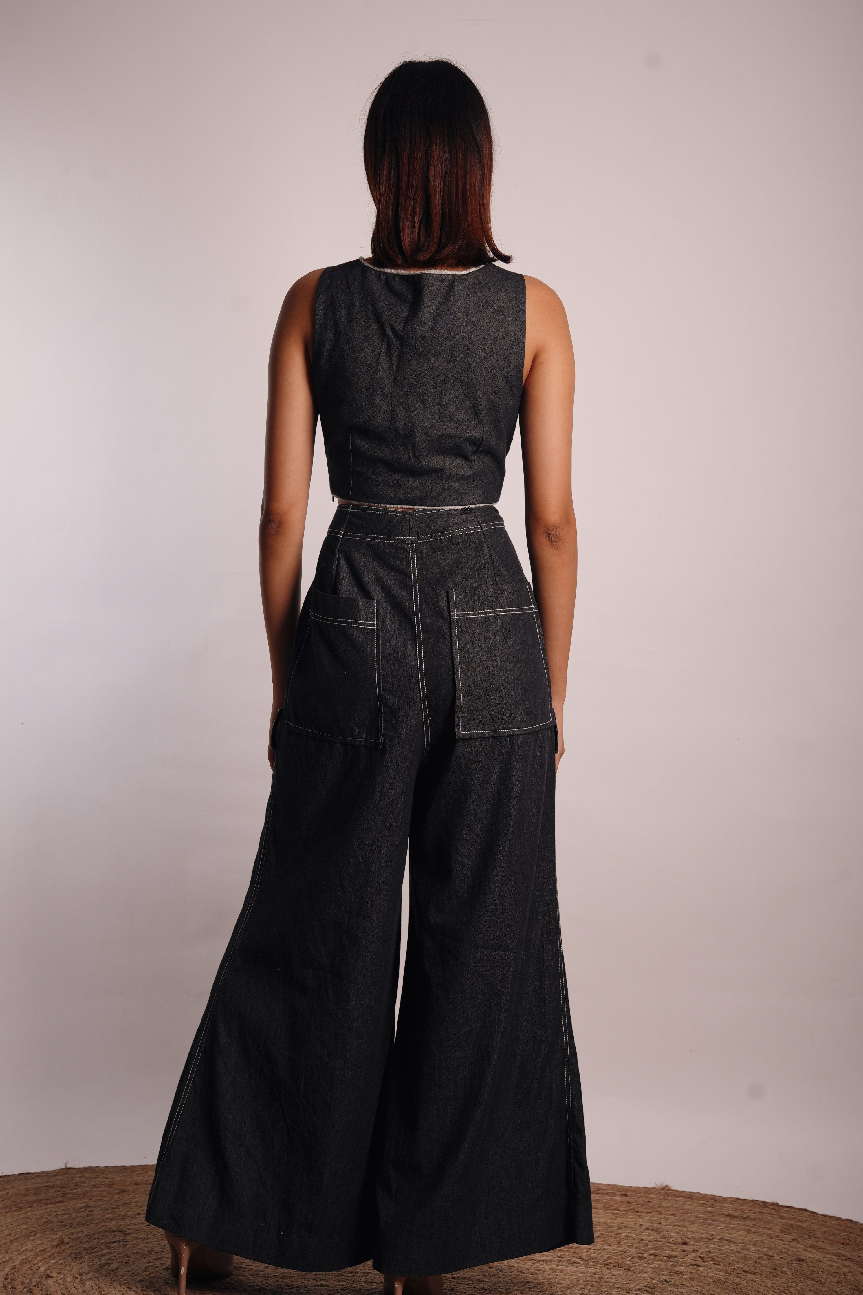 Grey Denim Ruched Co-Ord Set