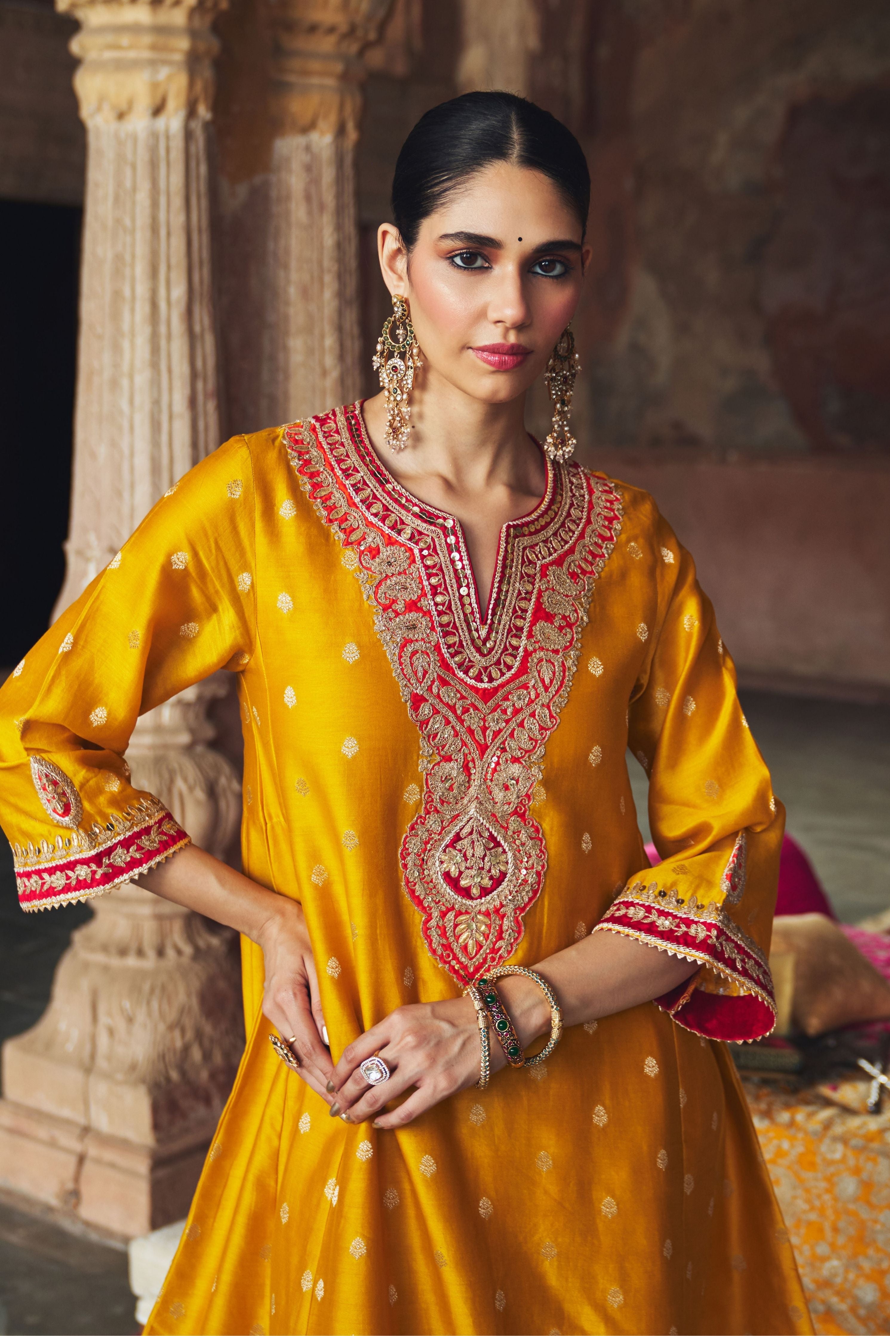 Hafsa Mustard Chauga With Salwar