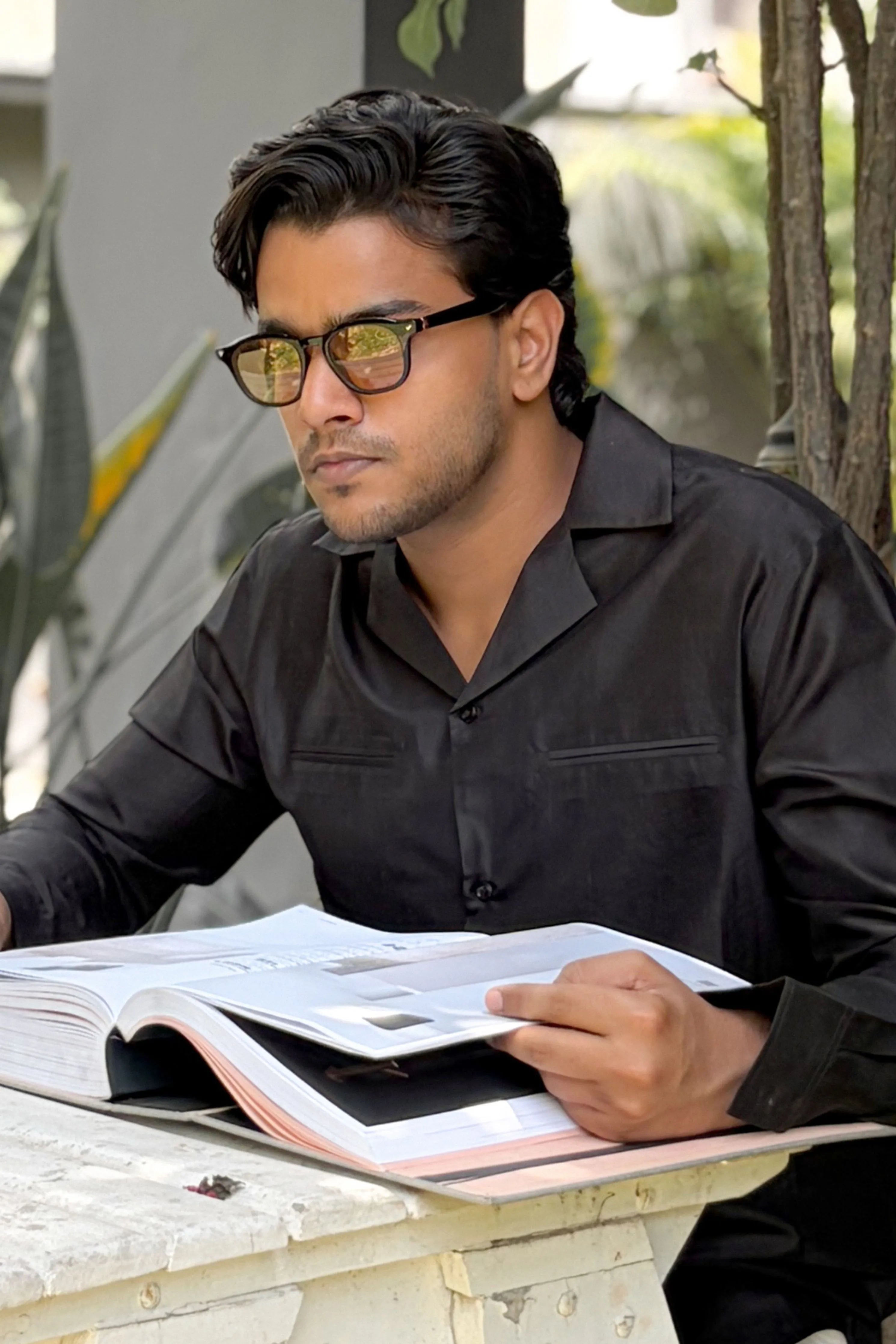 Black  Tailored Silk Khadi Shirt