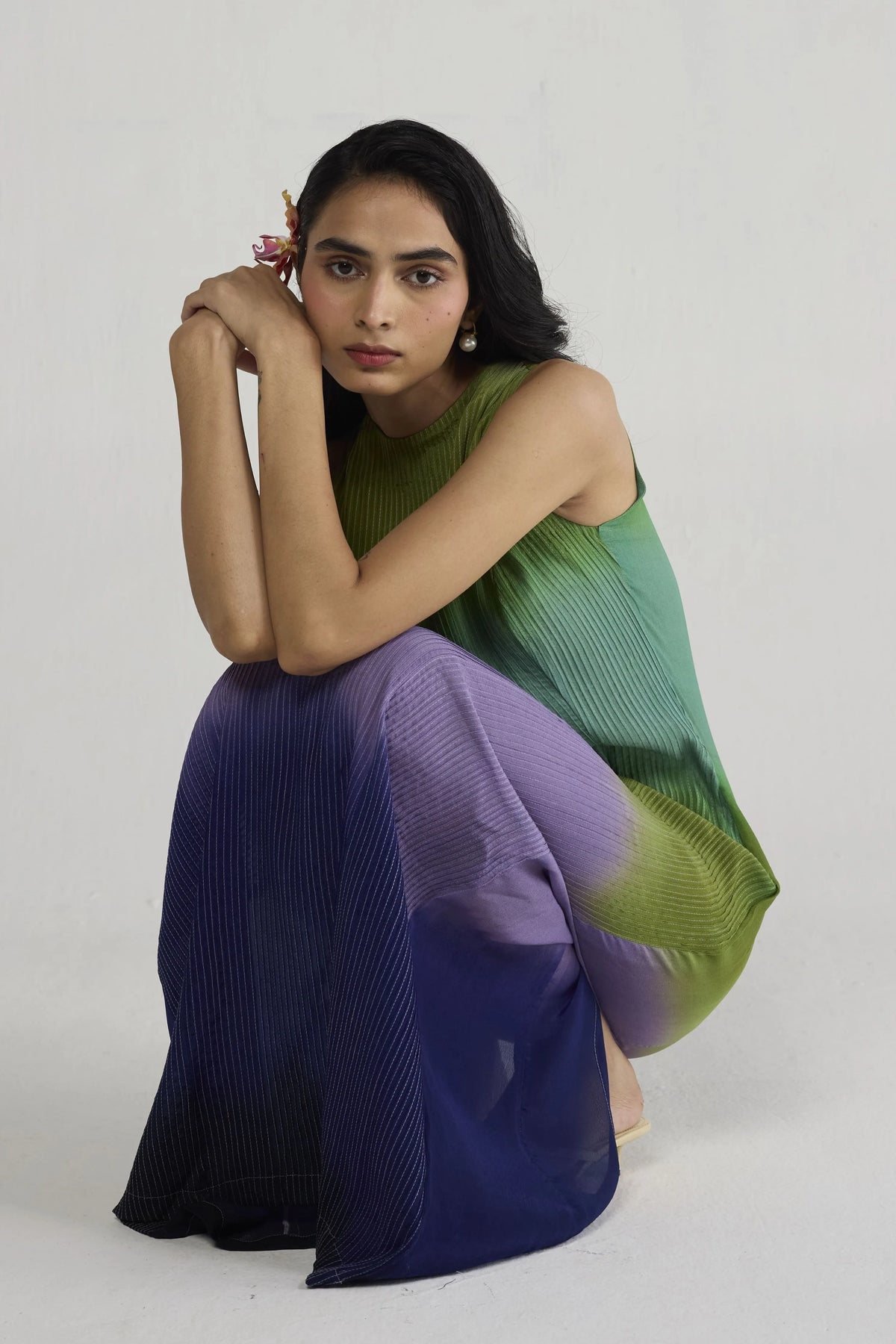 Hana Pintucks Crepe Dress