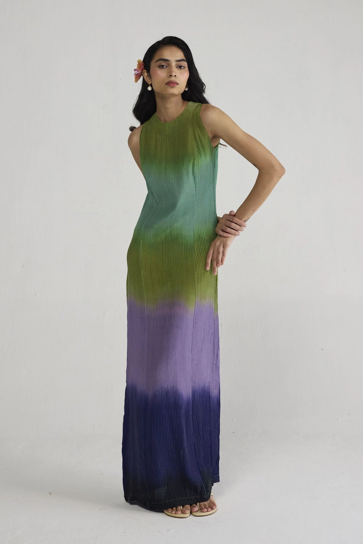 Hana Pintucks Crepe Dress