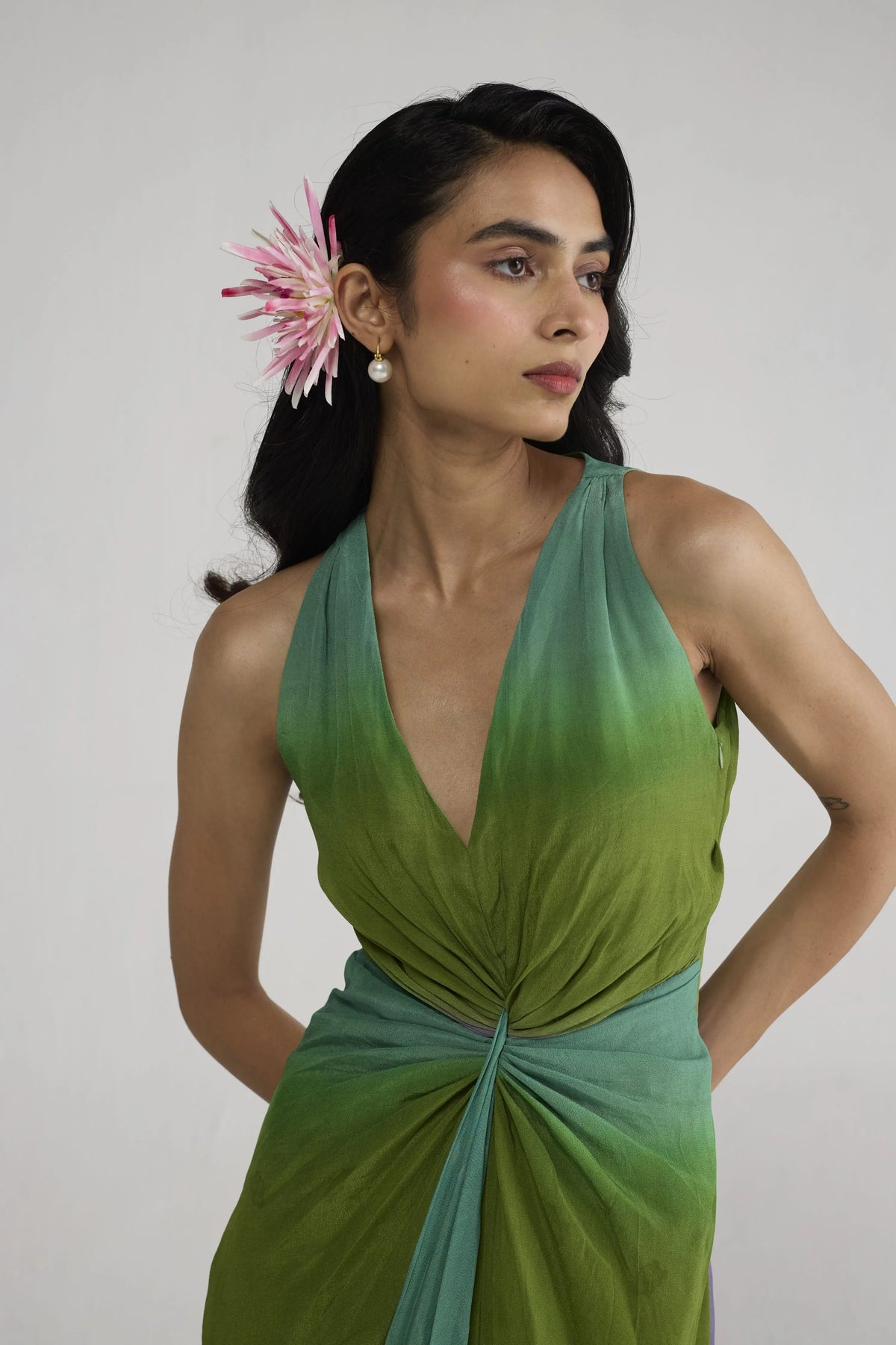 Hana V Neck Draped Dress