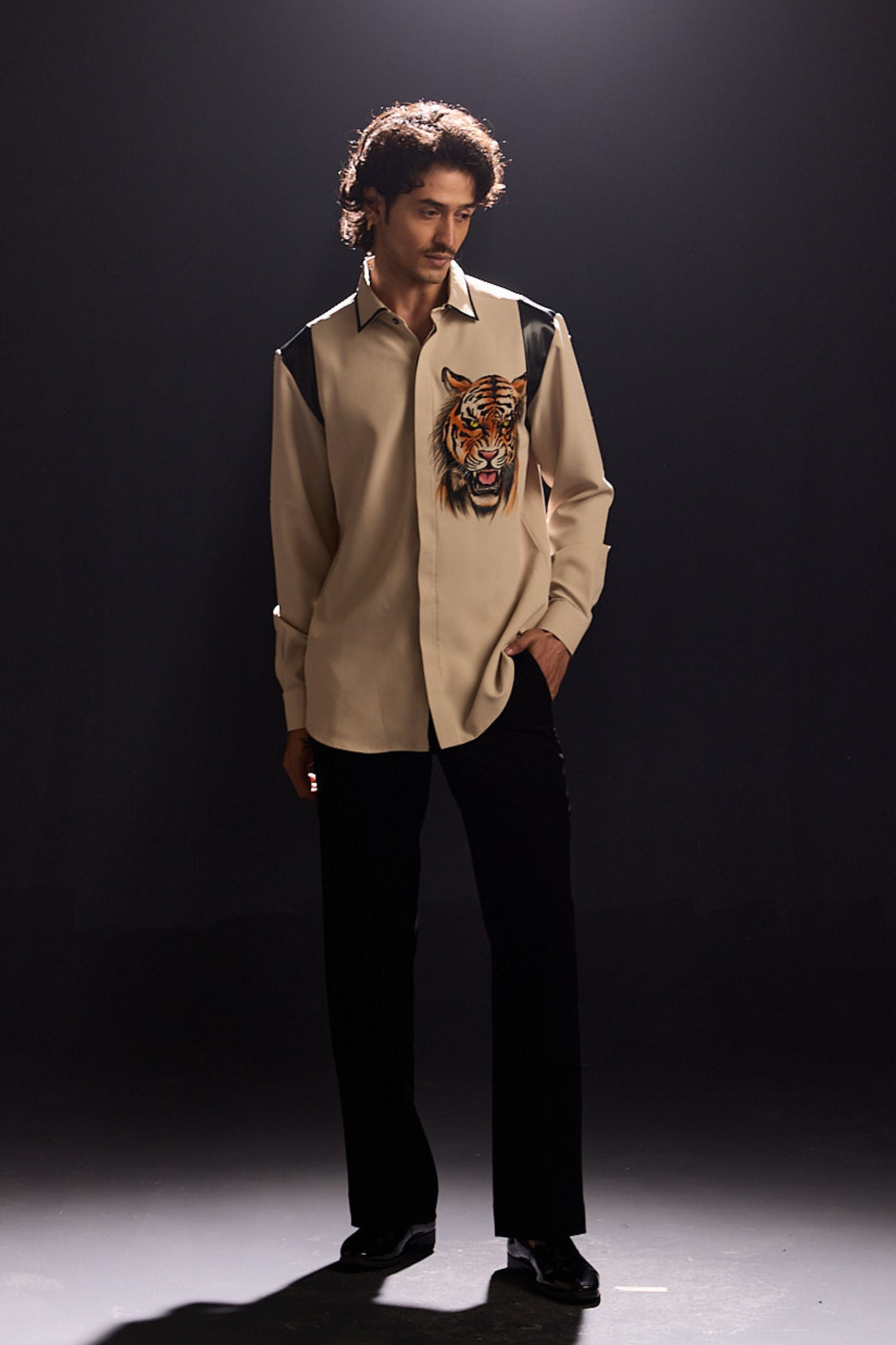 Hand Painted Leather Detailing Shirt