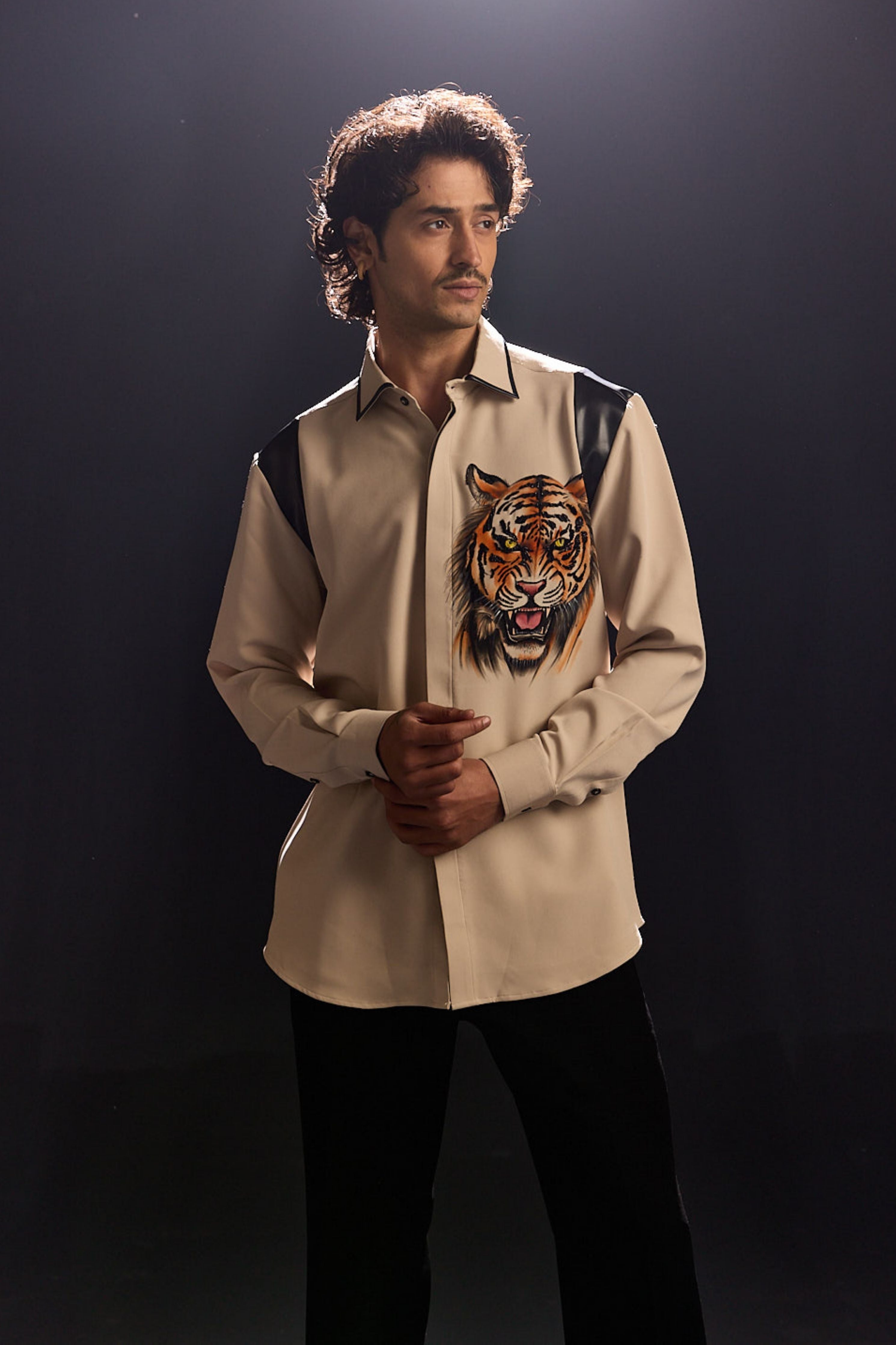 Hand Painted Leather Detailing Shirt