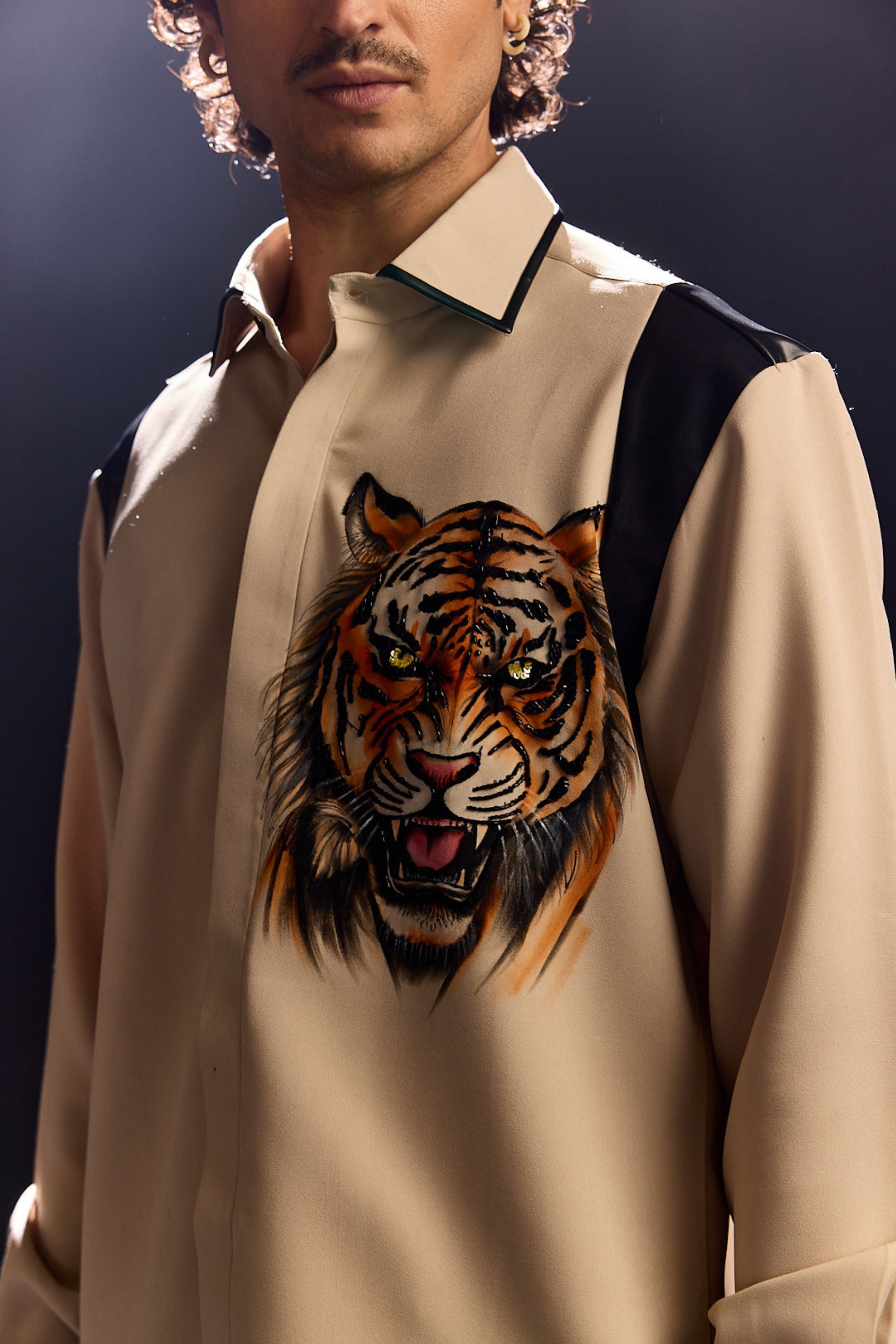 Hand Painted Leather Detailing Shirt