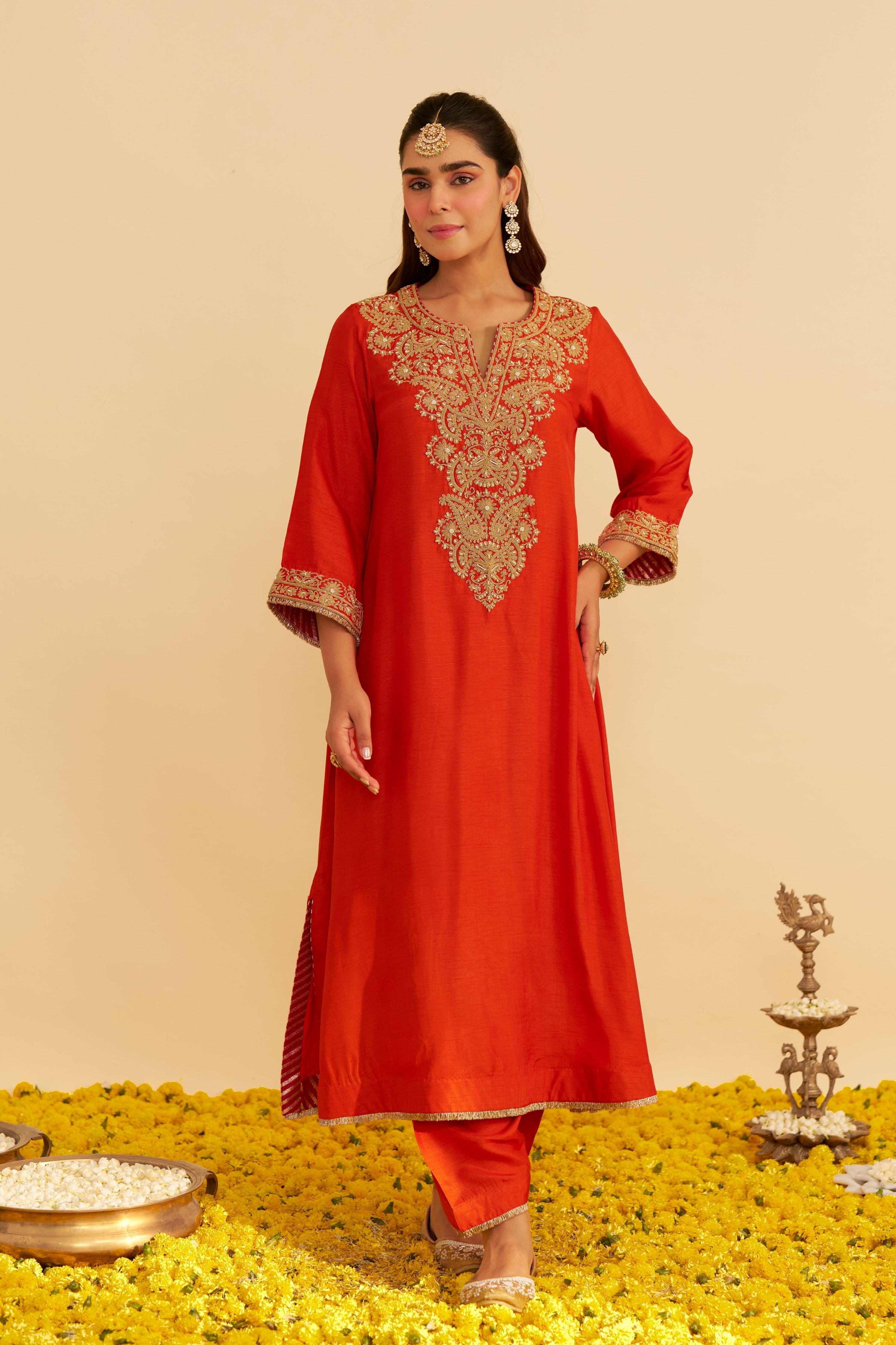 Hiba Long Kaftan With Salwar And Dupatta