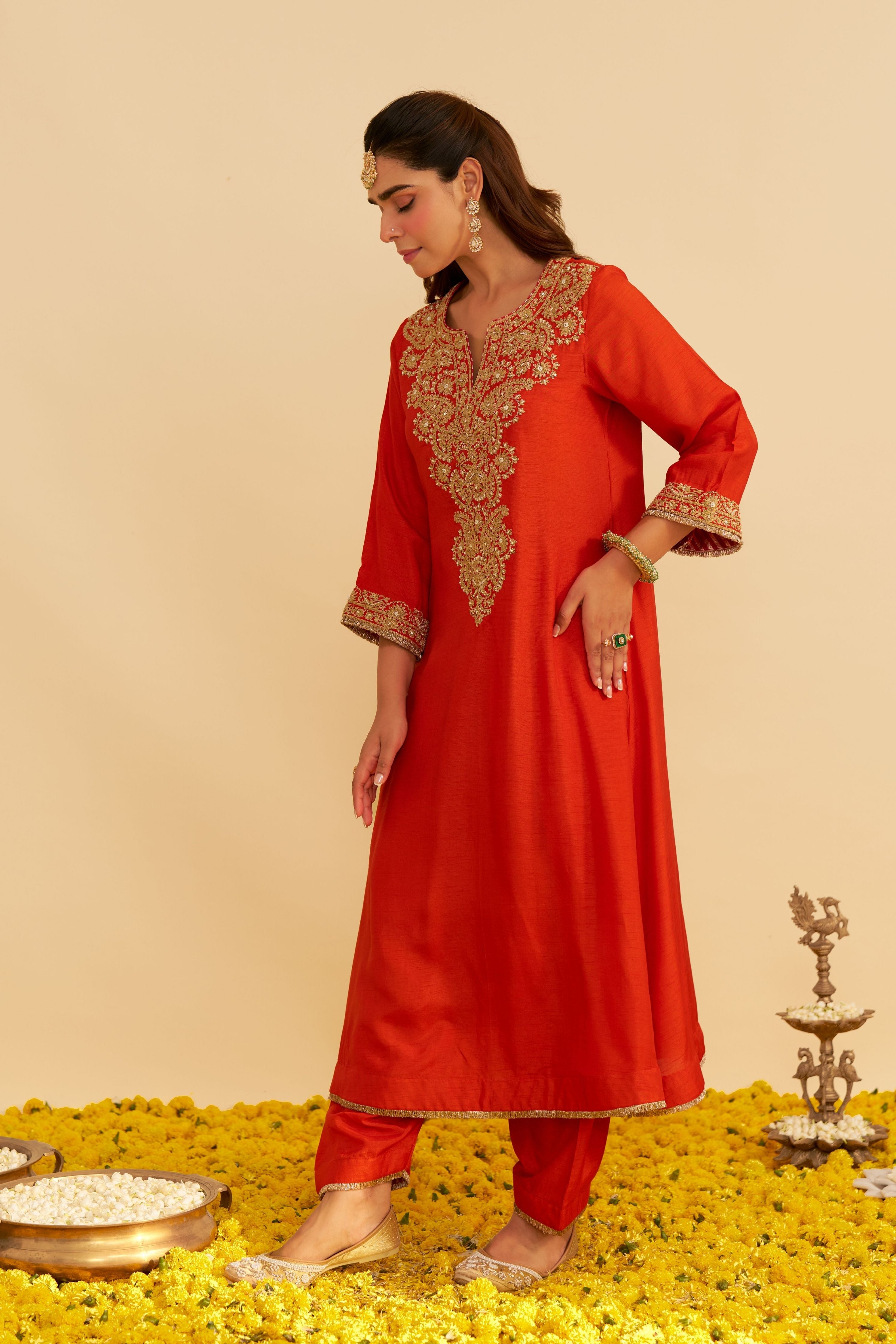 Hiba Long Kaftan With Salwar And Dupatta