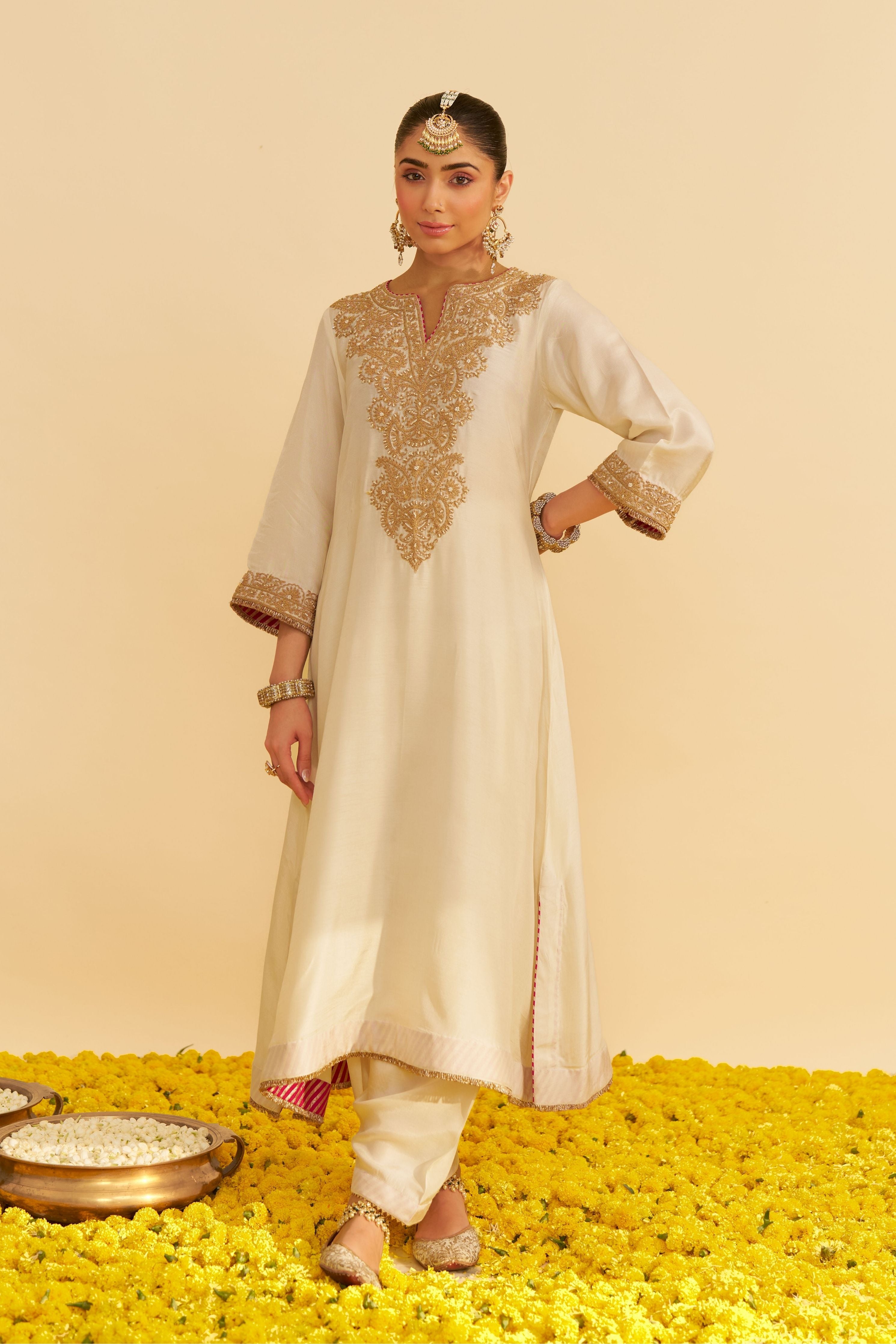 Hiba Long Kaftan With Salwar And Dupatta