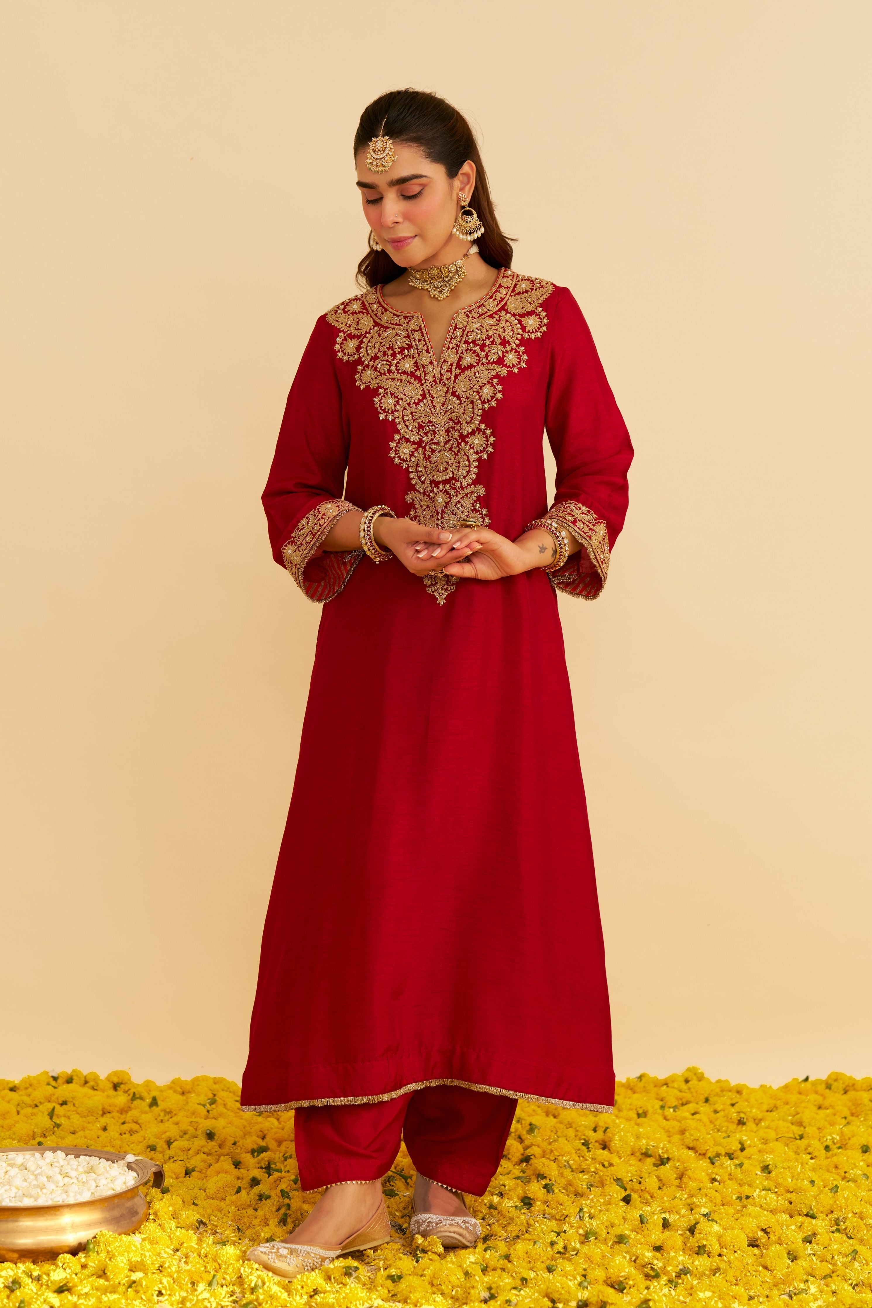 Hiba Long Kaftan With Salwar And Dupatta