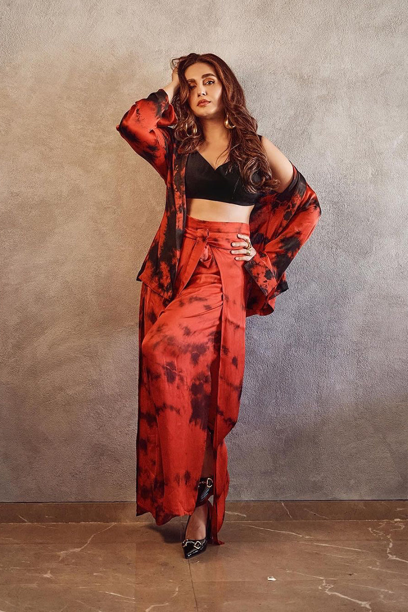 Huma Qureshi In Stellar Jumpsuit and Wrap Pants in Red Sea