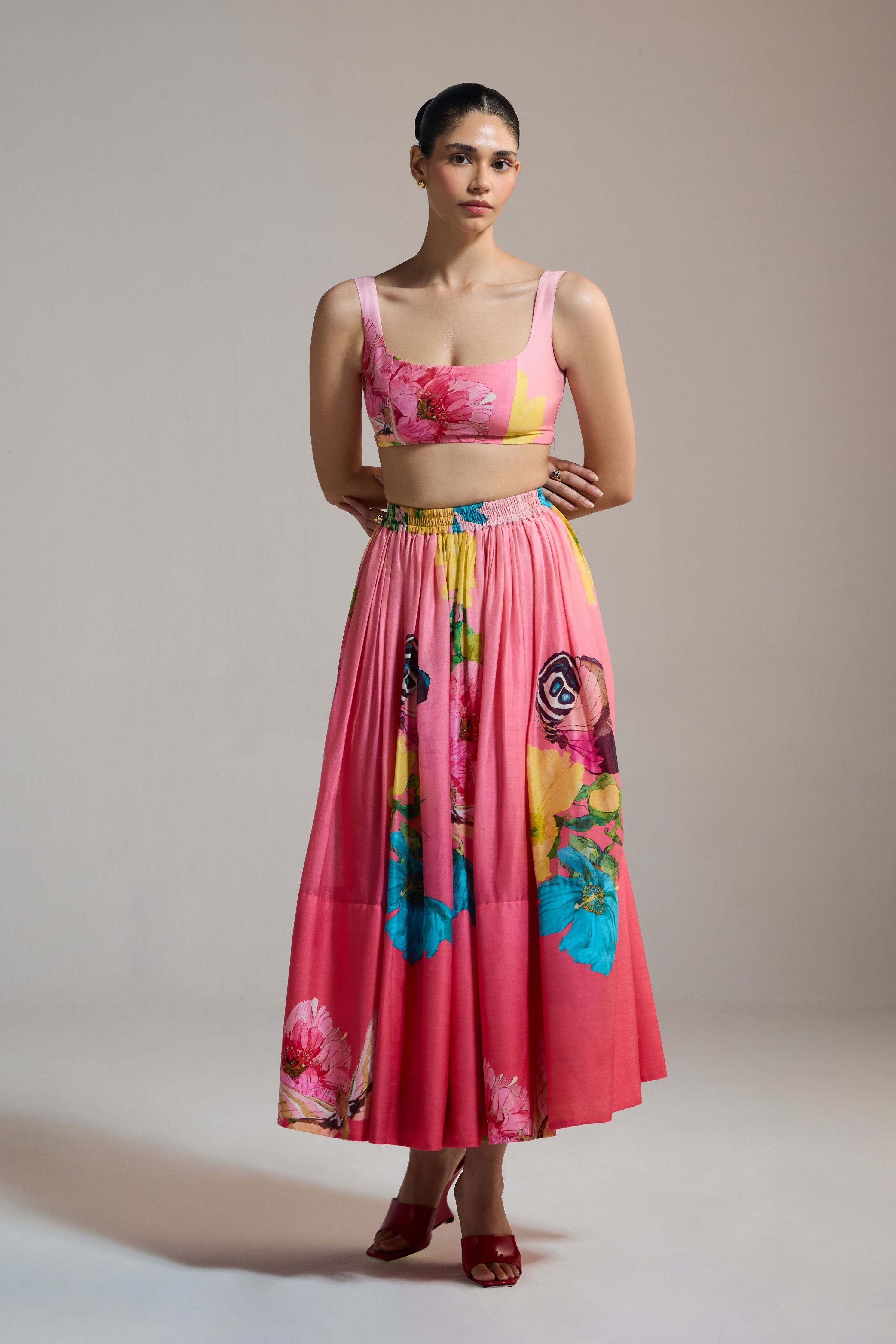 Sunset Hibiscus Maxi Skirt