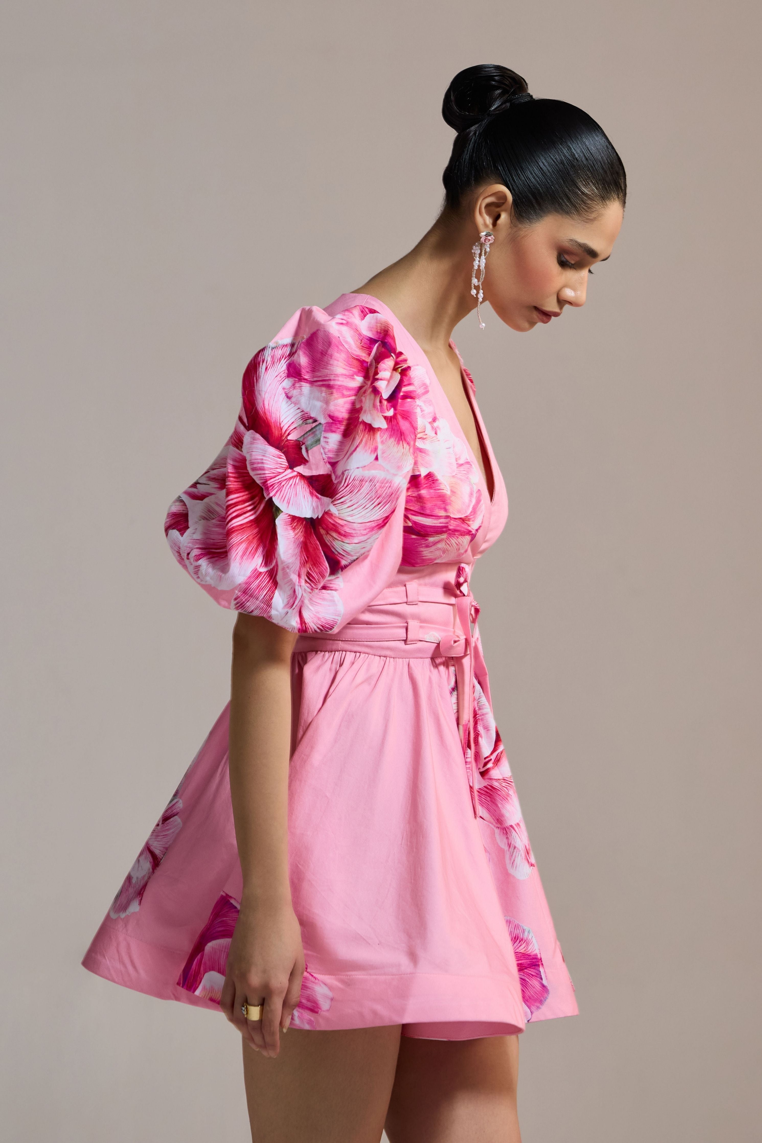 Blush Bloom Wrap Mini Dress