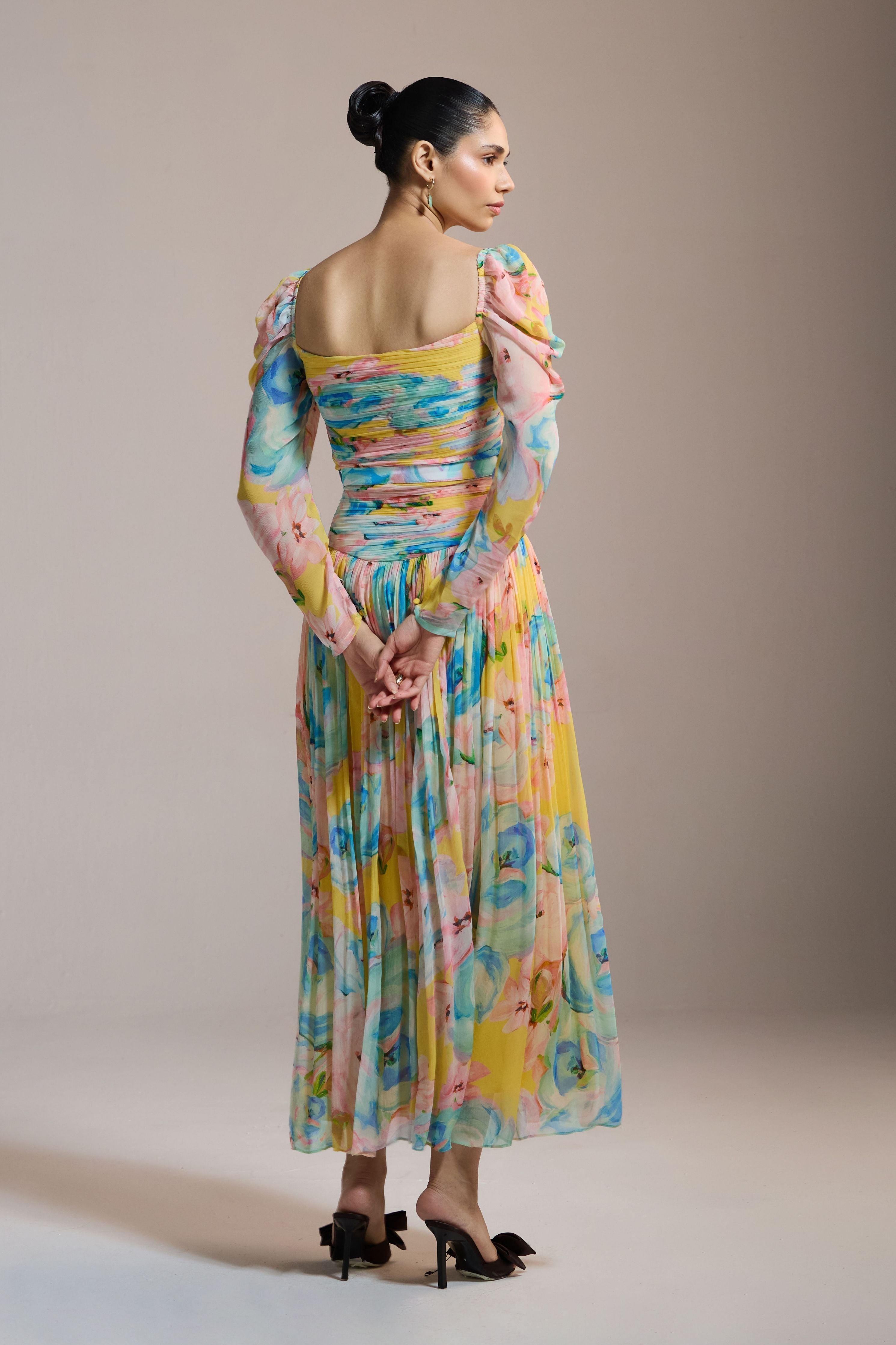 Watercolor Floral Chiffon Dress