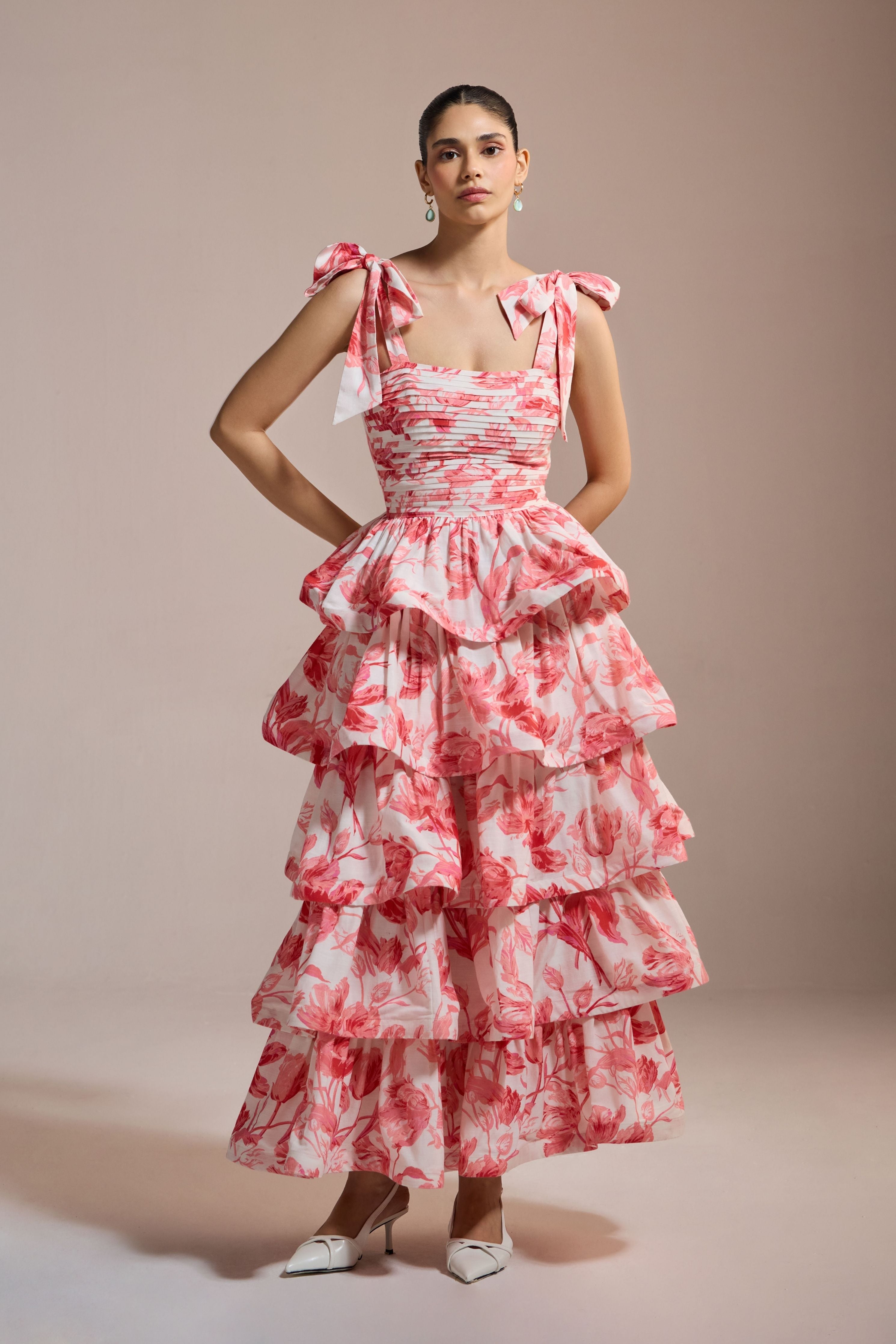 Rose Ruffle Tiered Dress