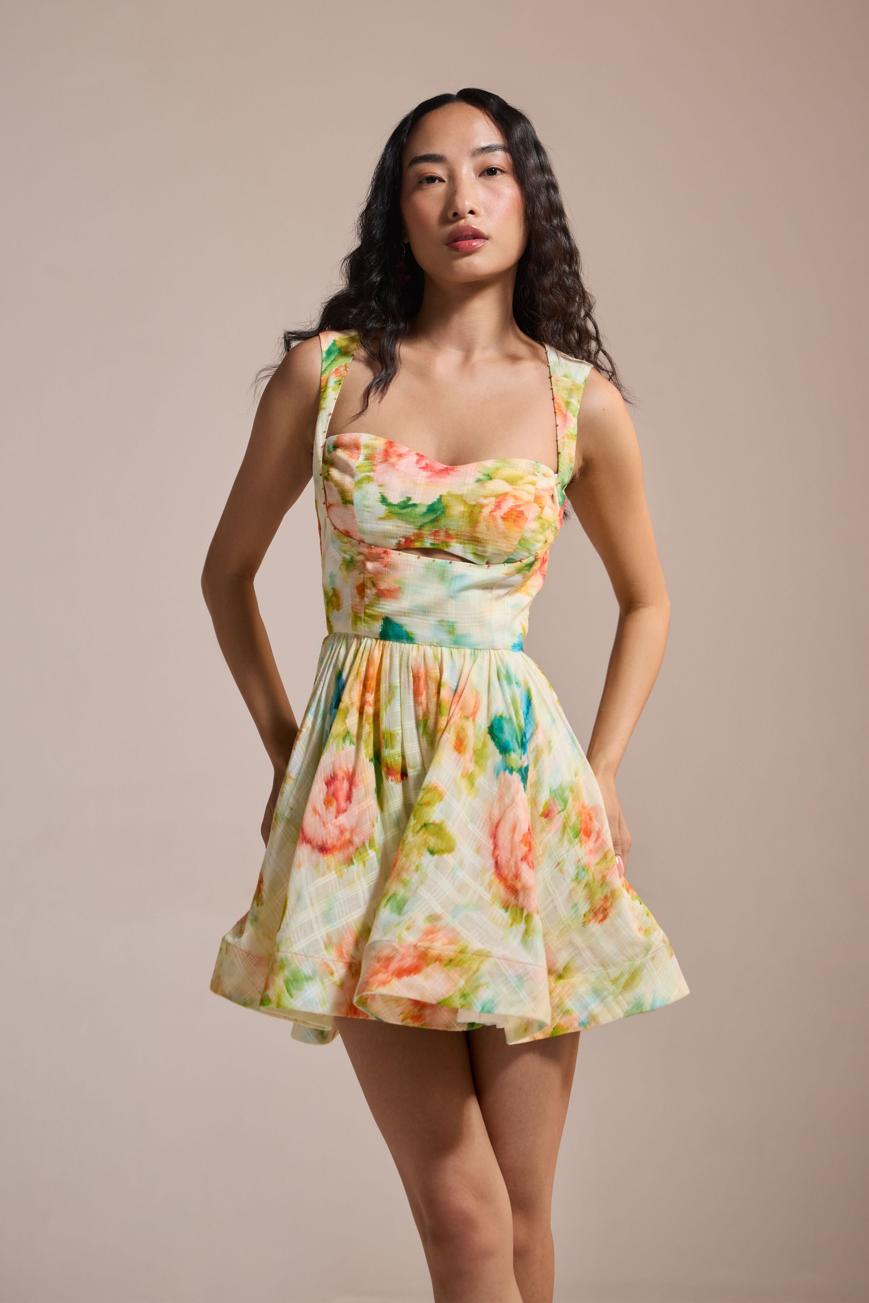 Floral Whirl Mini Dress