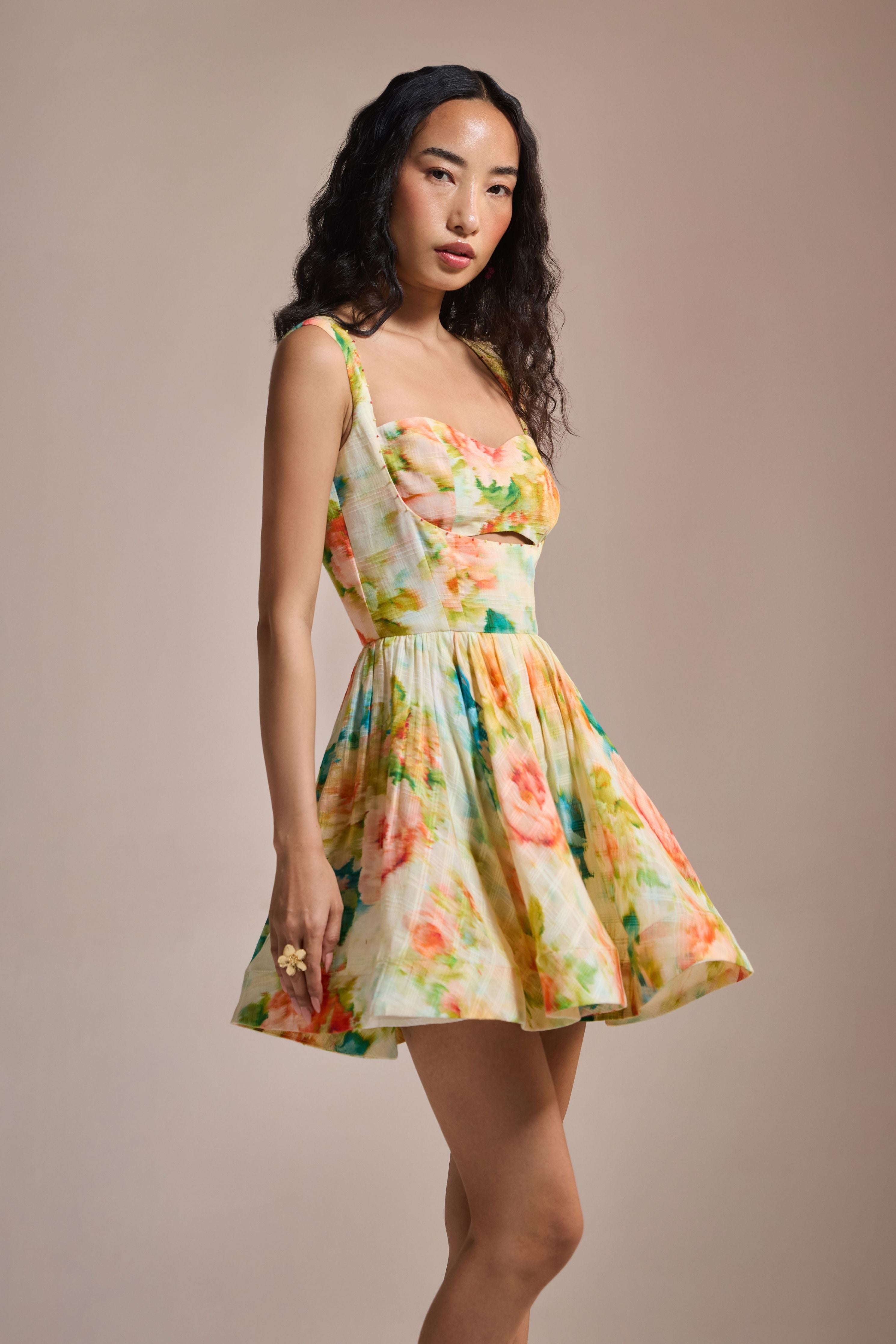 Floral Whirl Mini Dress