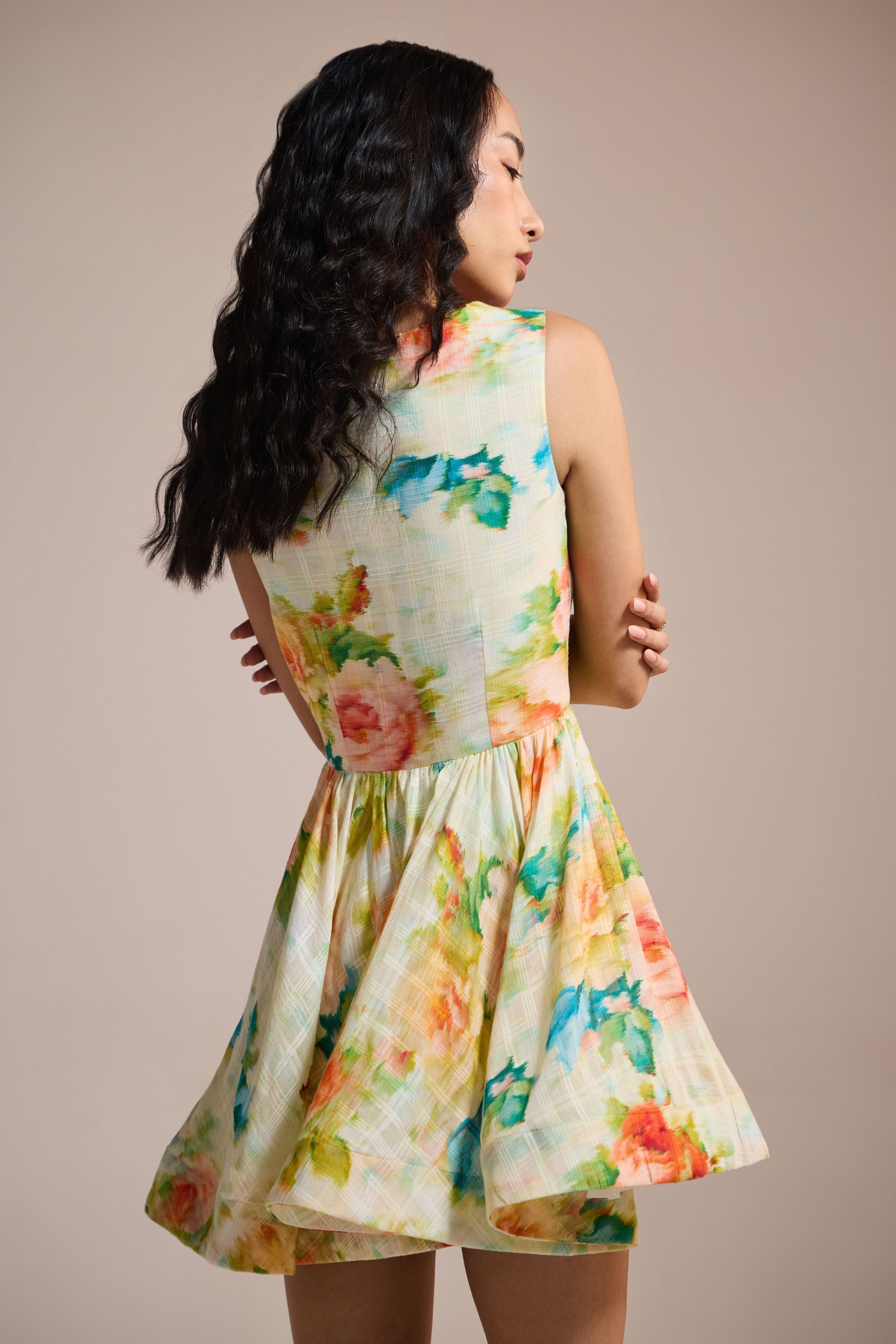 Floral Whirl Mini Dress