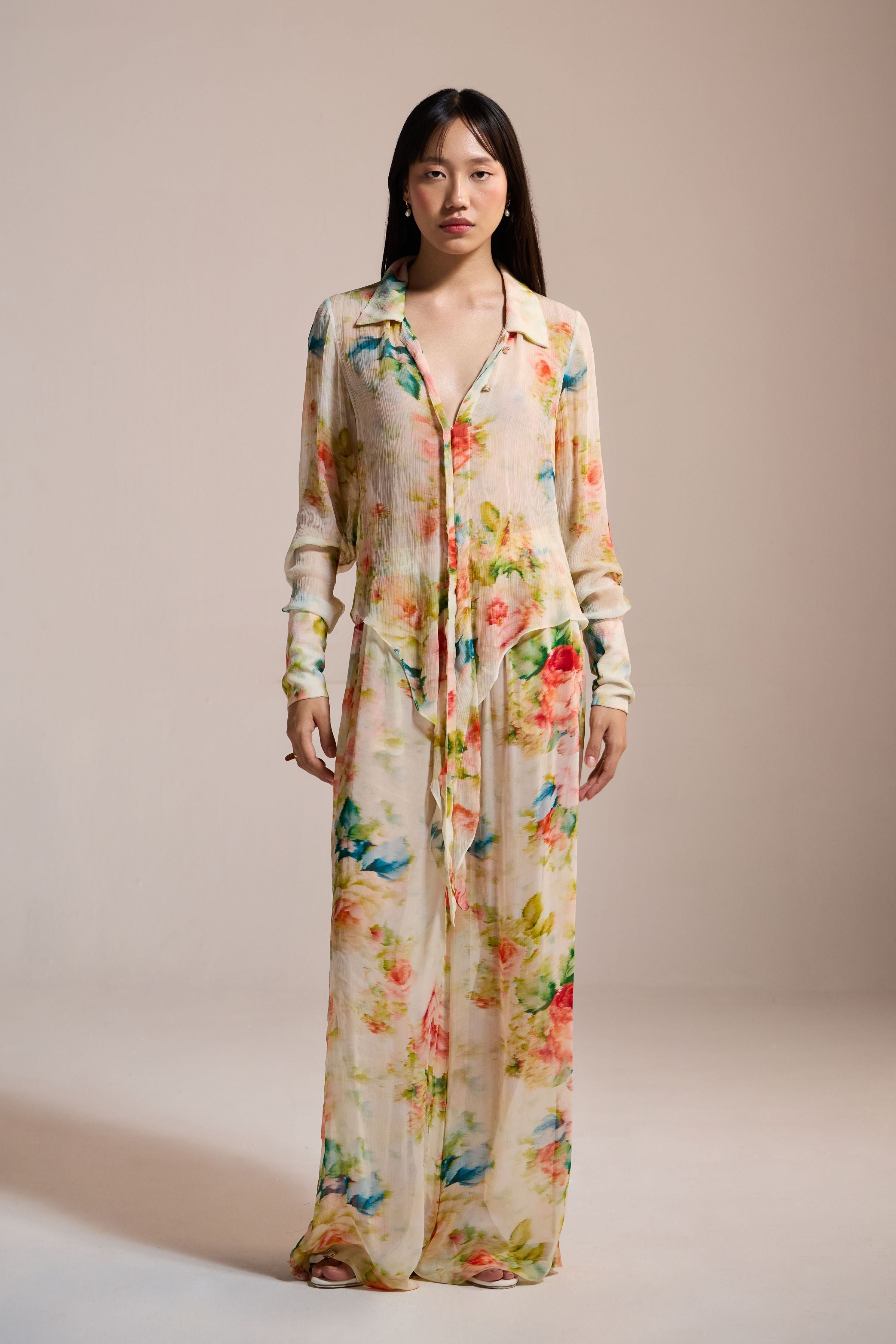 Watecolor Garden Wide-Leg Pants