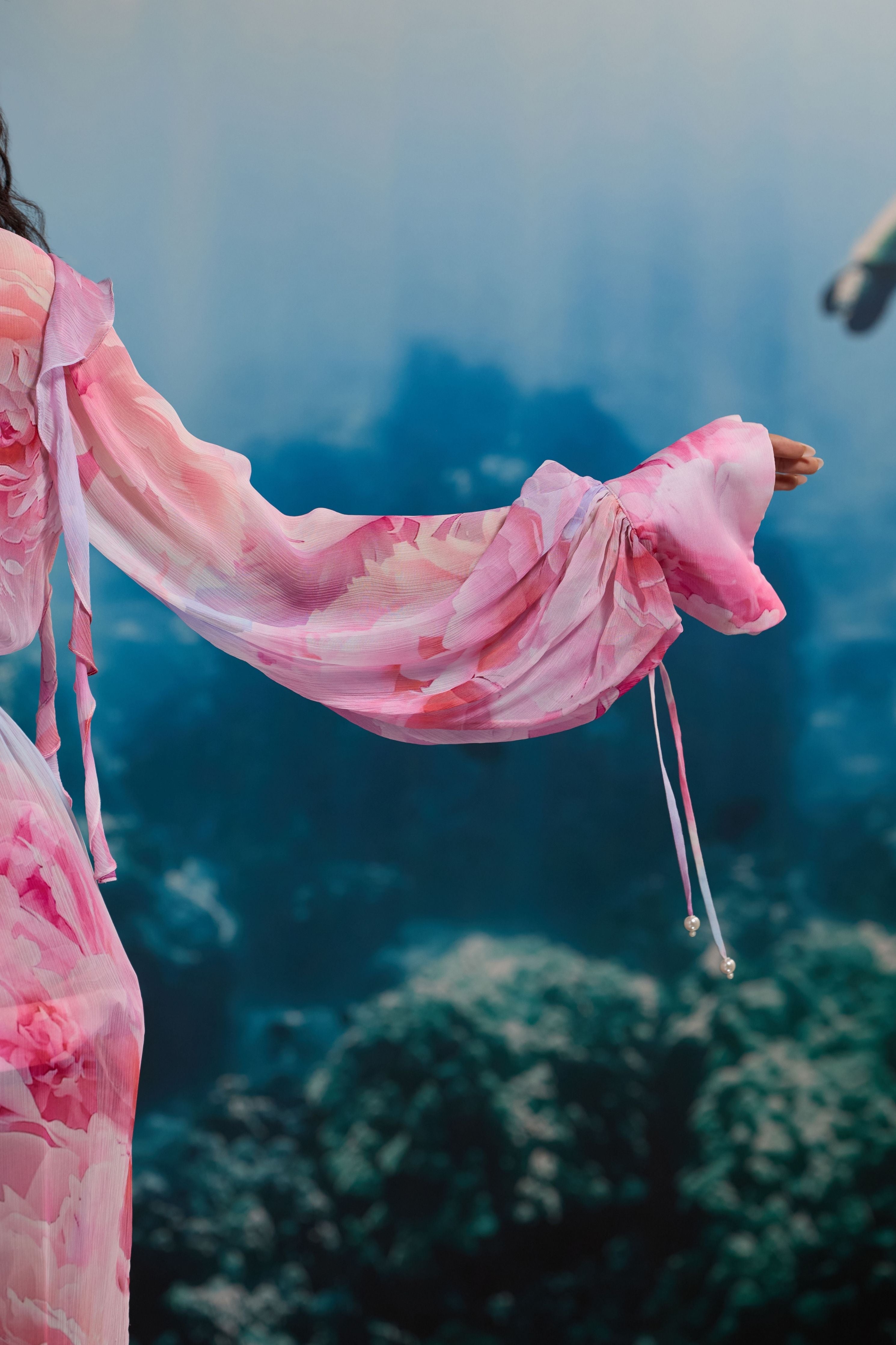 Sheer Pink Coral Ruffle Dress