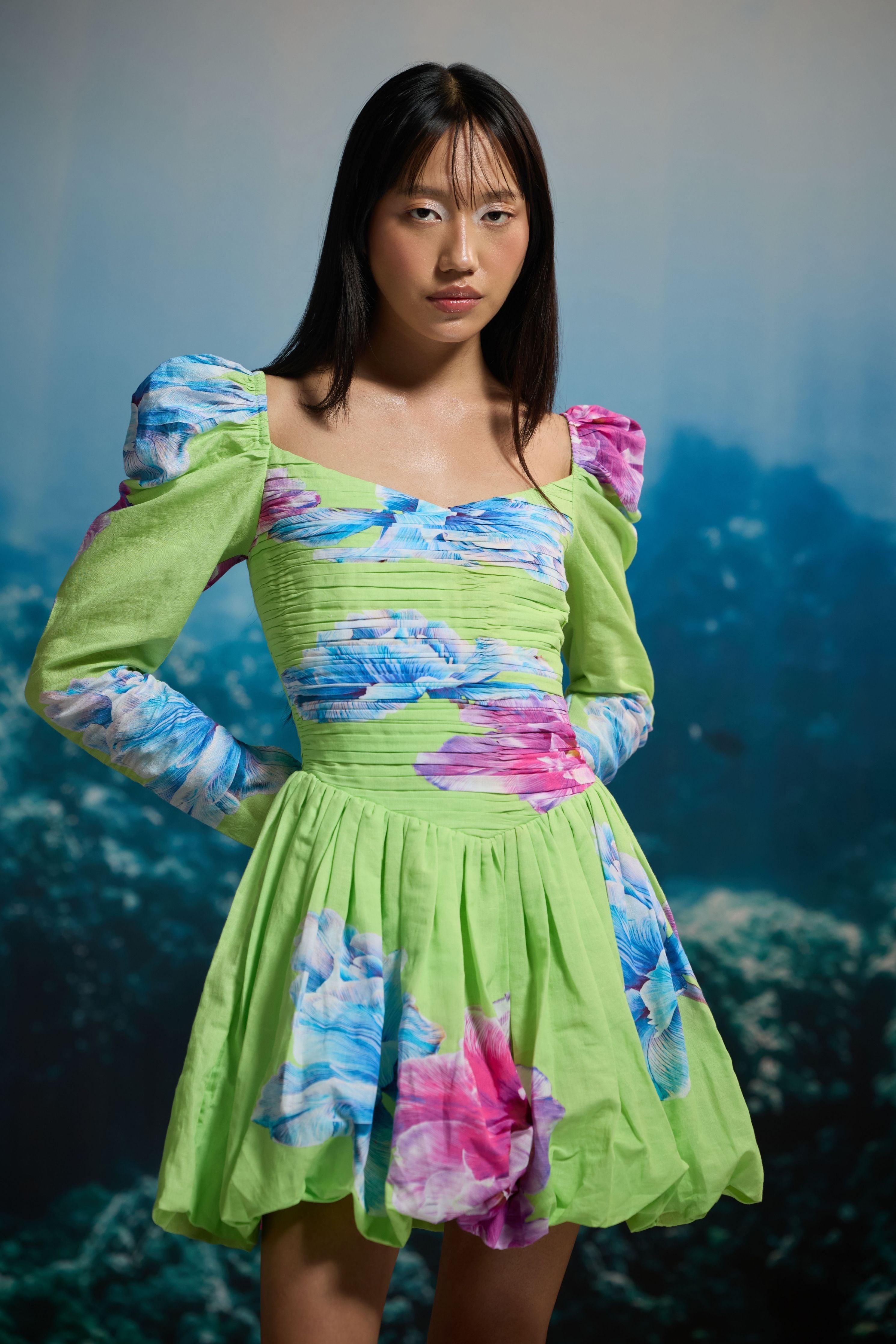 Spring Bloom Ruched Mini Dress