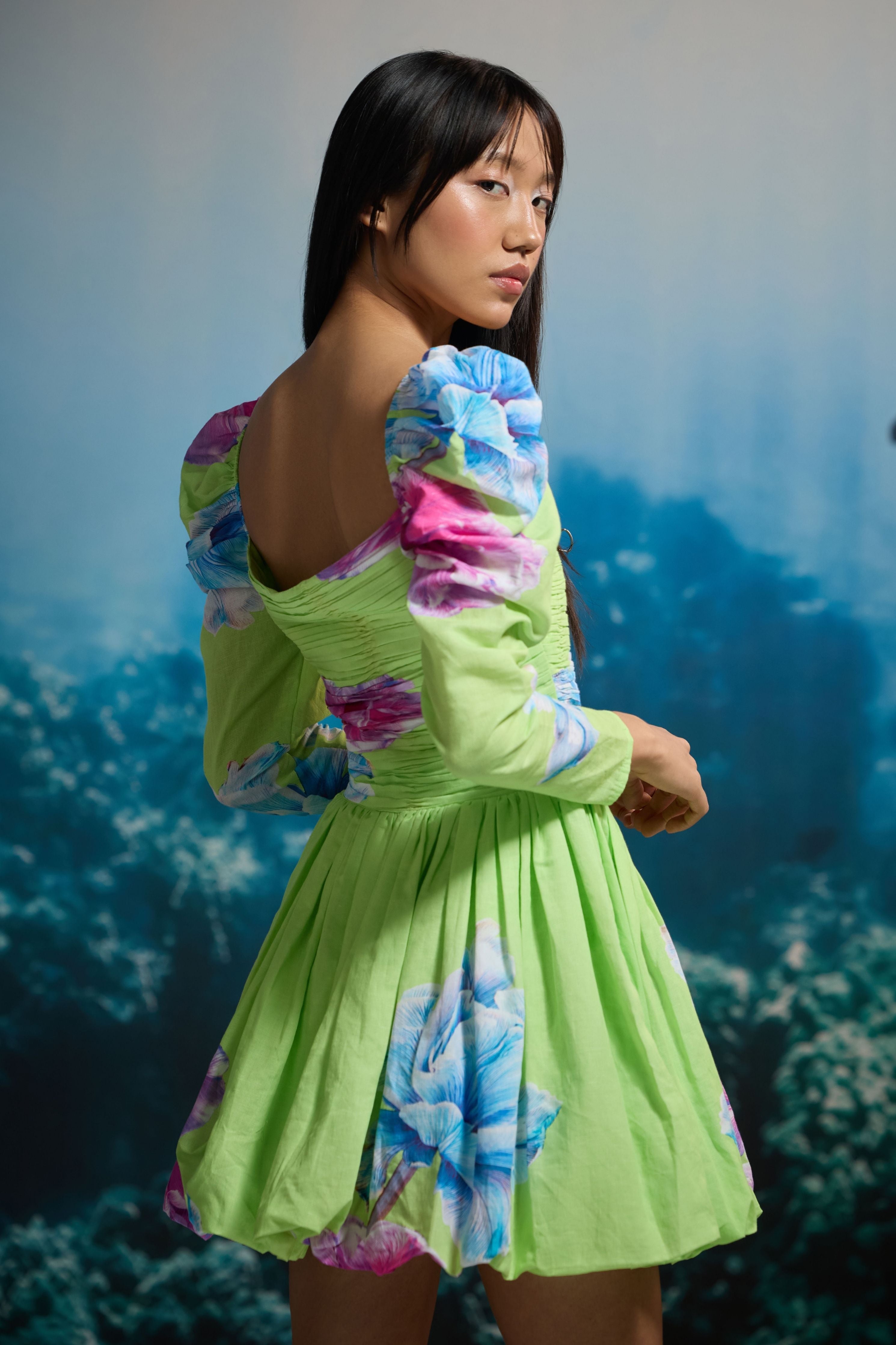 Spring Bloom Ruched Mini Dress