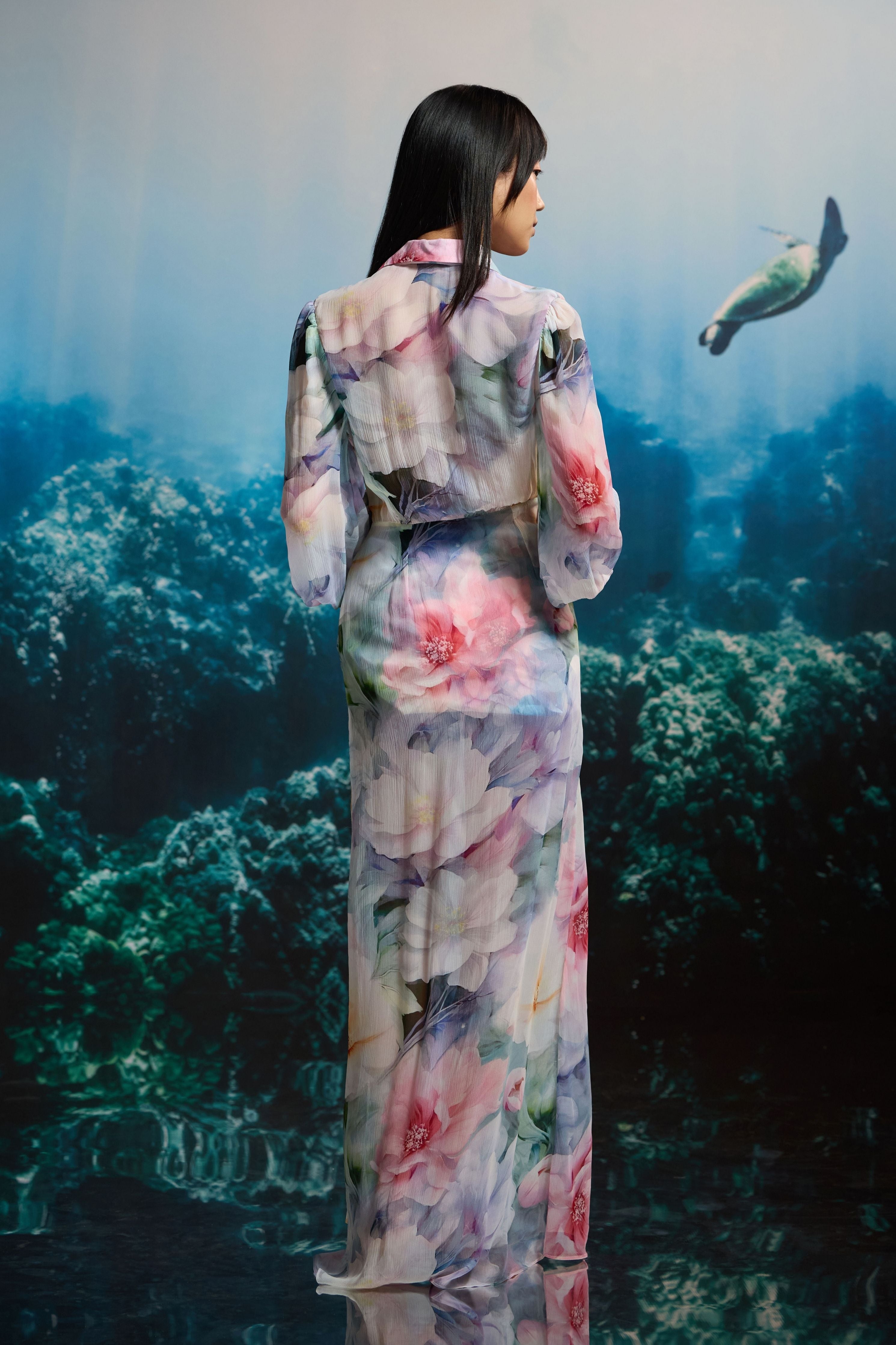 Ocean Bloom Shirt Dress