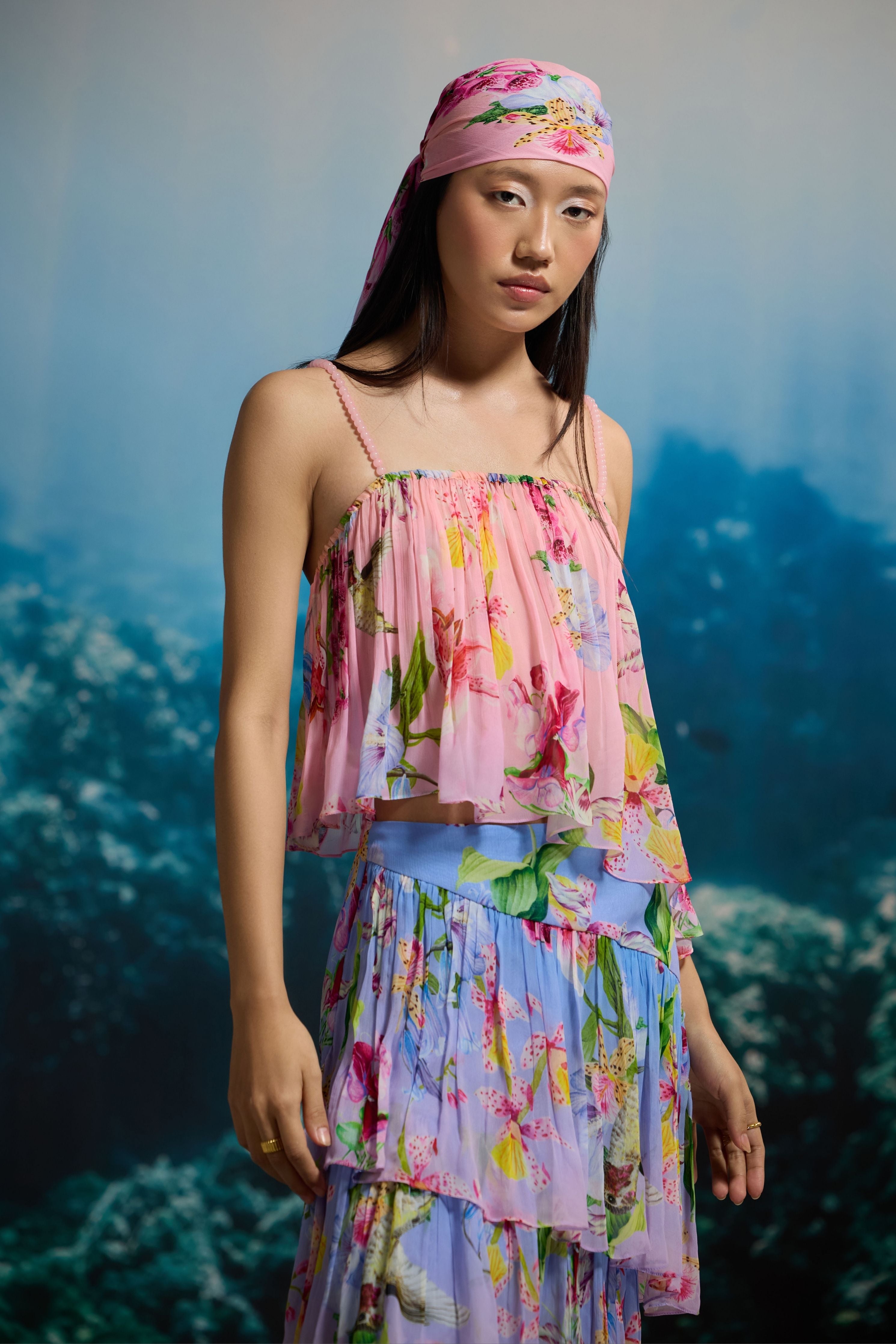 Ocean Garden Flounce Top