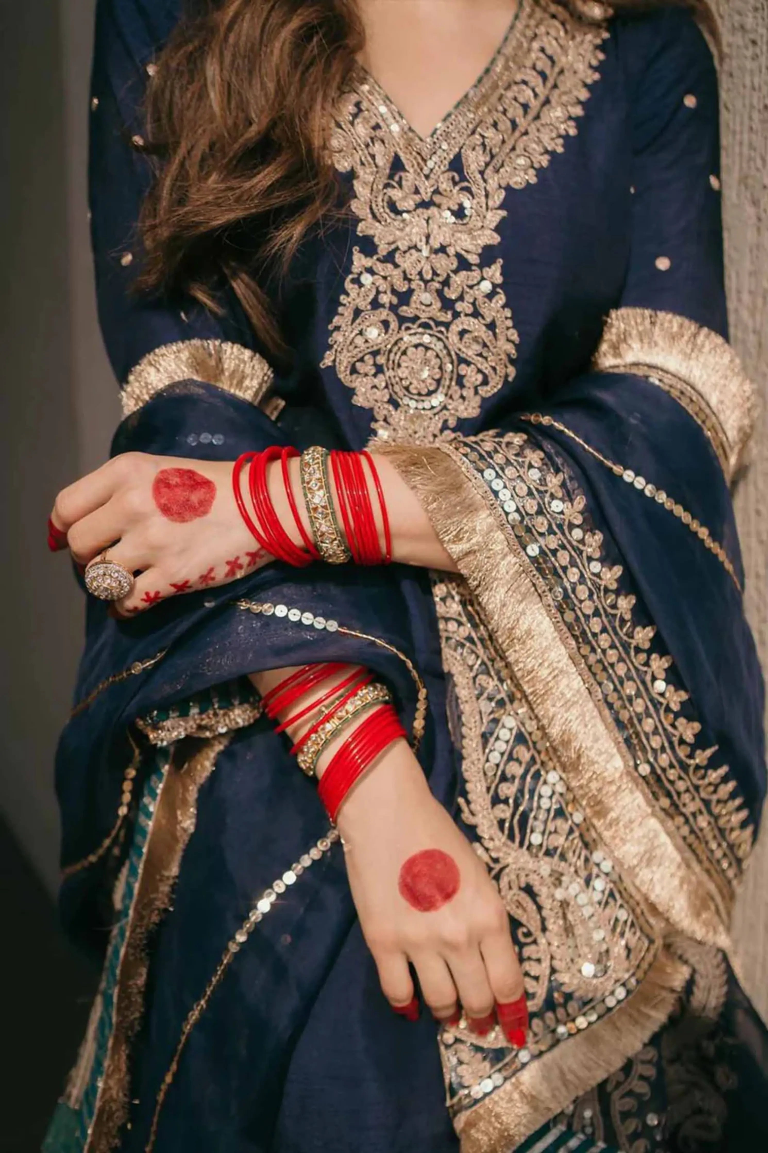 Aamna Shariff In Mysha - Deep Blue Long Choga With Salwar