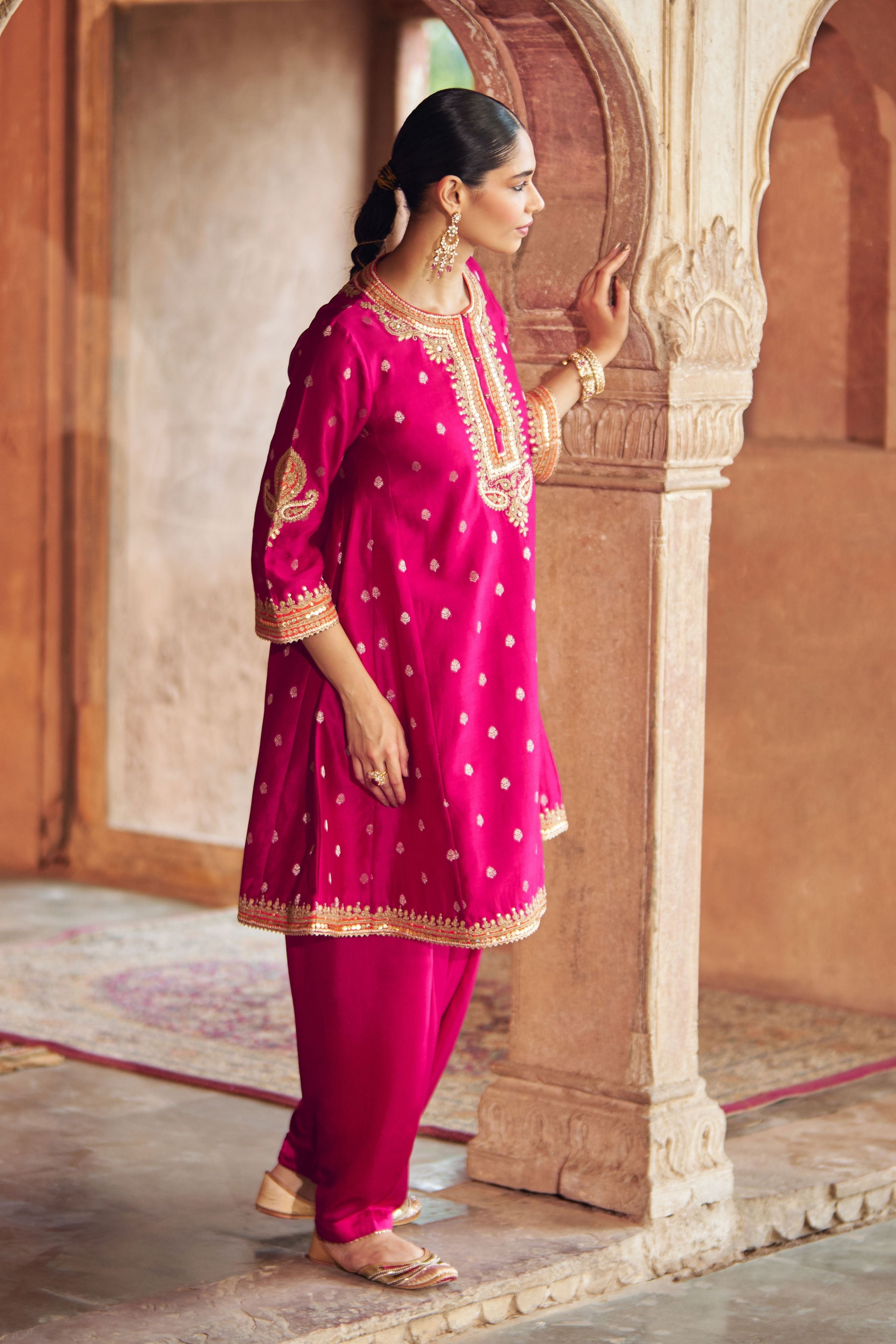 Inaayat Hotpink Chauga With Salwar With Dupatta