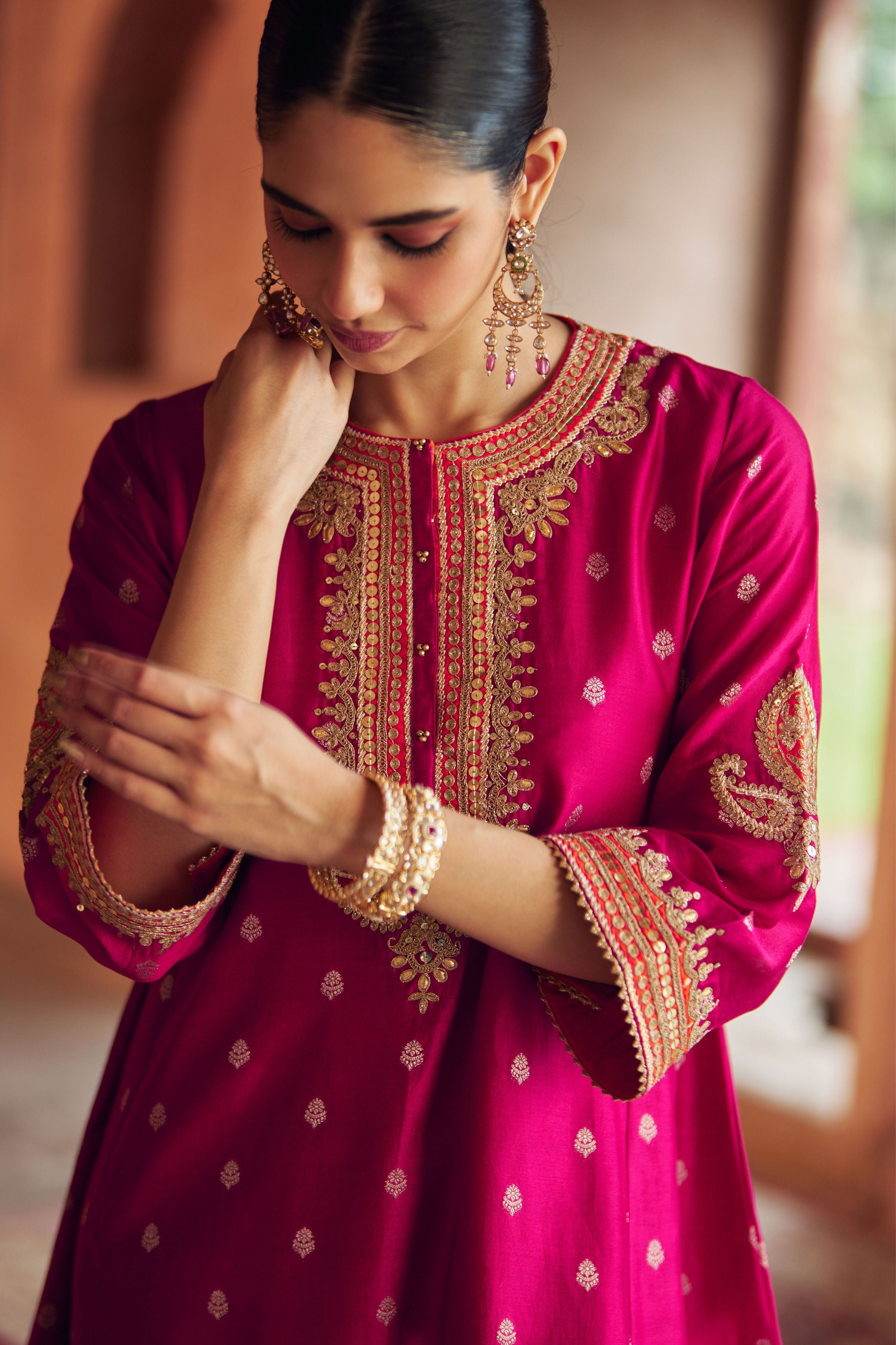 Inaayat Hotpink Chauga With Salwar With Dupatta