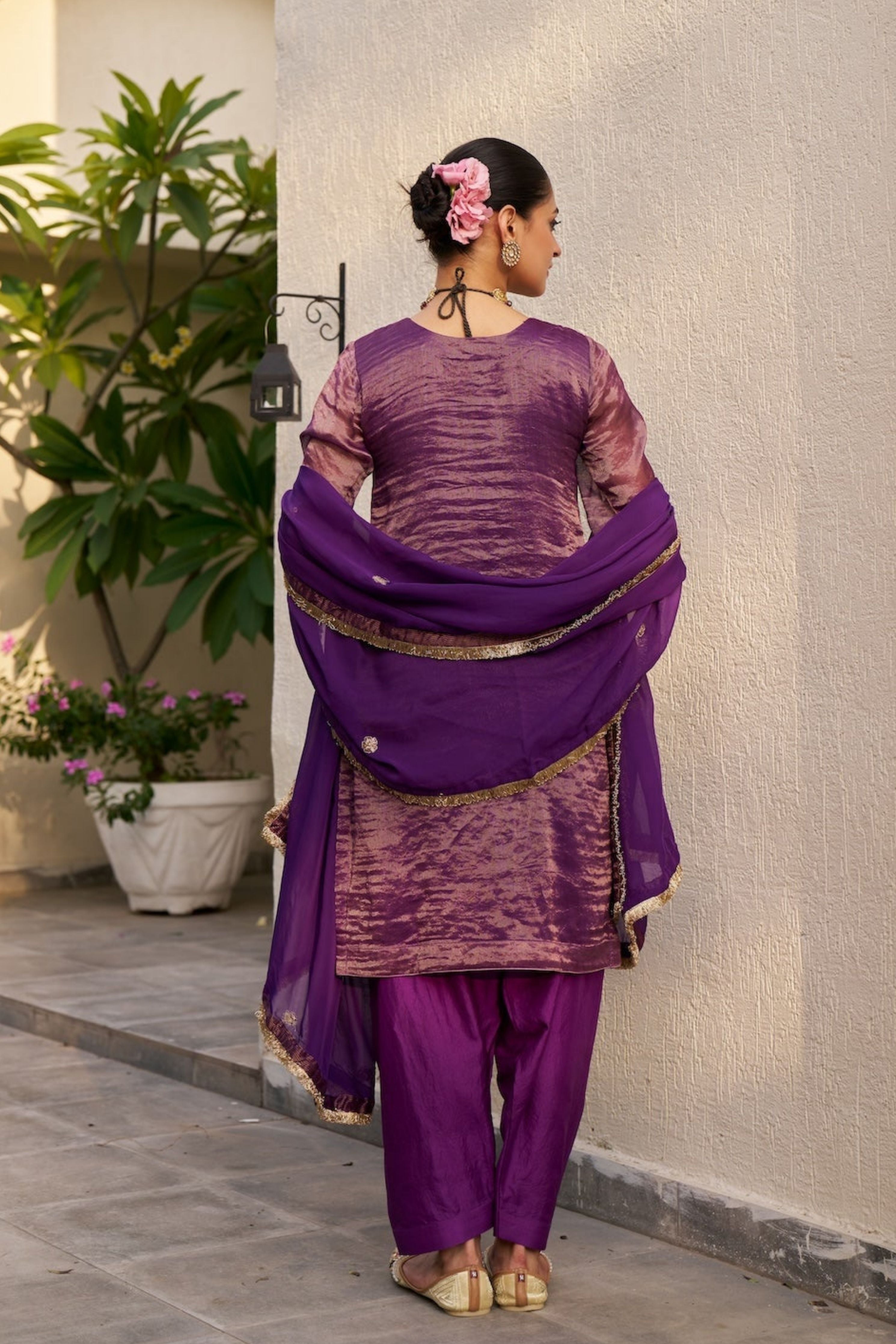Inayat Purple Tissue Kurta Set