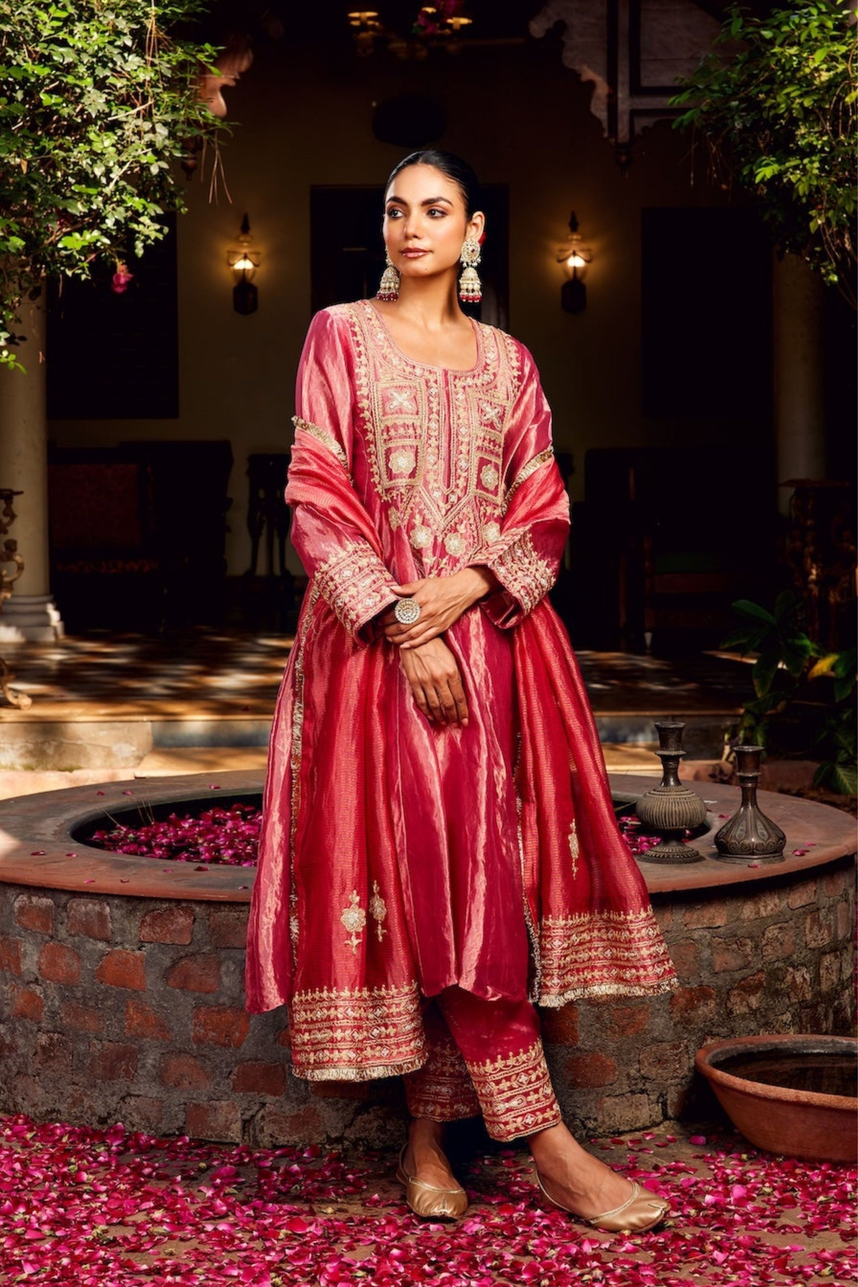 Pink Tissue Anarkali Inayat Kurta