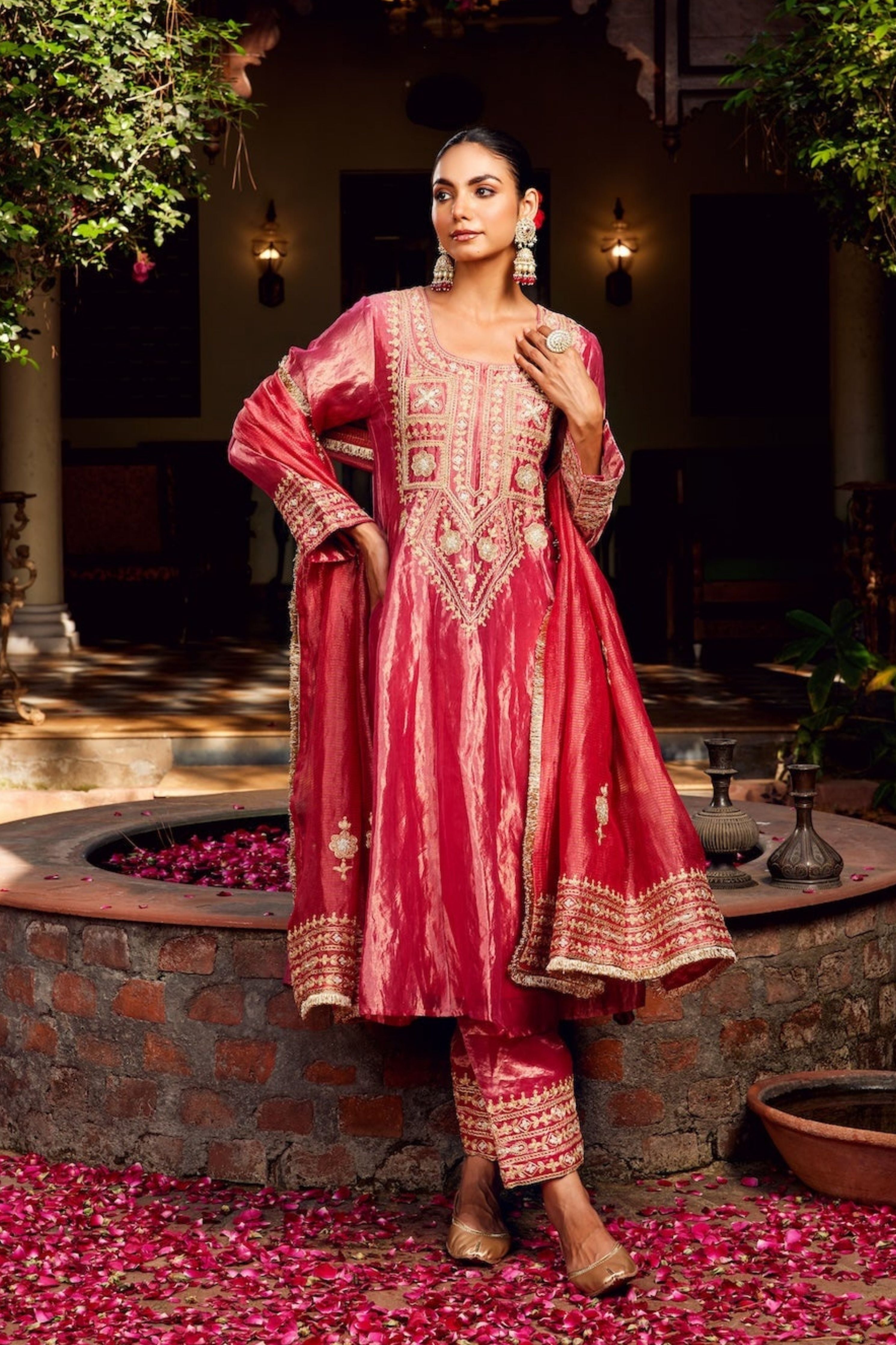 Pink Tissue Anarkali Inayat Kurta