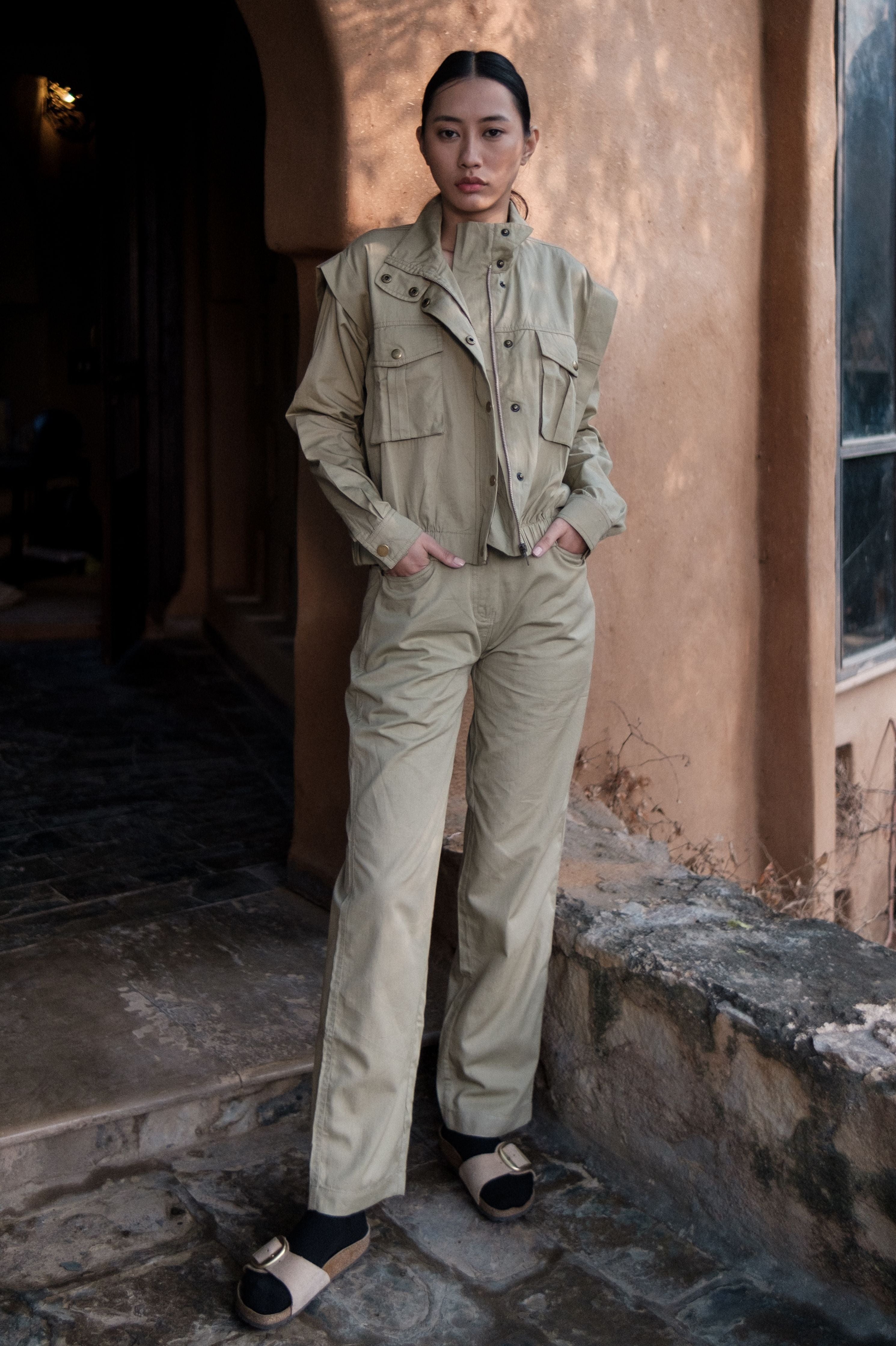 Khaki Sheldon cropped jacket