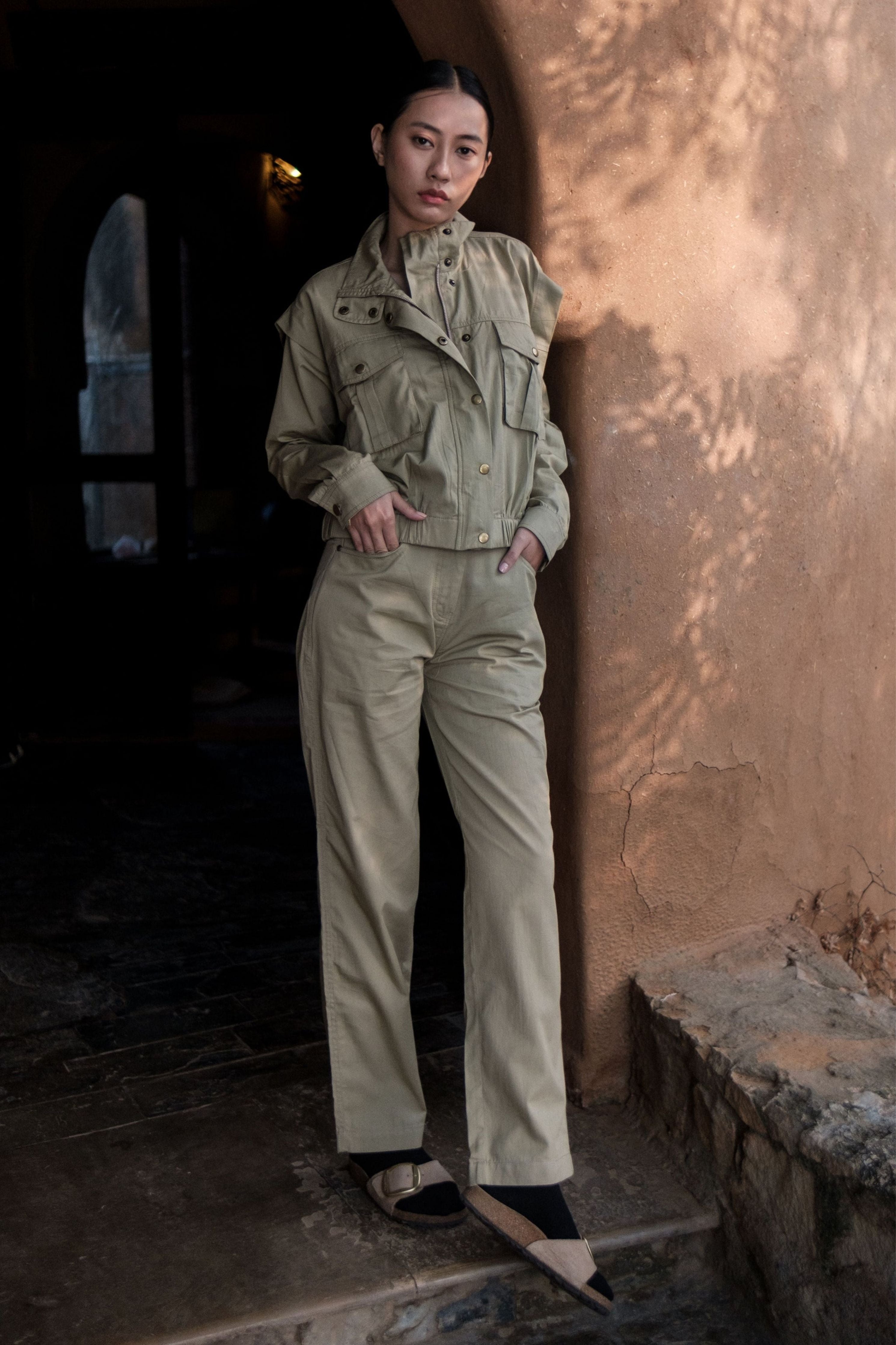 Khaki Sheldon cropped jacket