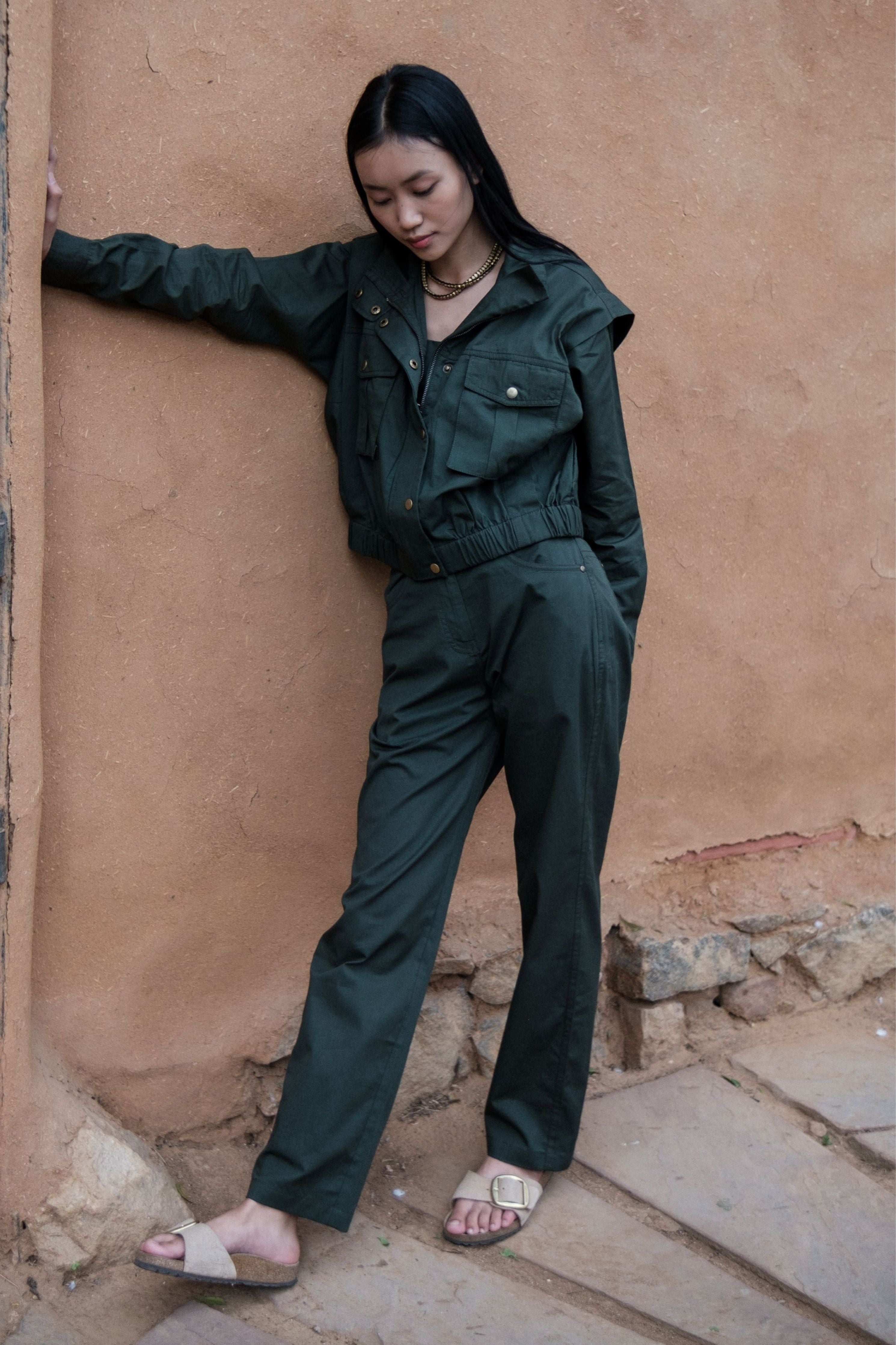 Deep Green Sheldon cropped jacket